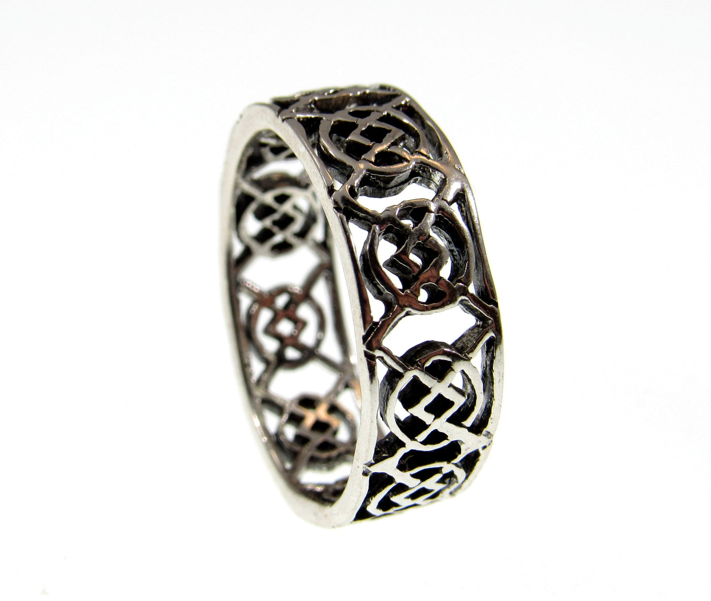 Solid 925 Sterling Silver Men's Celtic Knot Ring, Handcrafted Irish Gaelic Pendant on Nylon Cord, Sizes 10-14