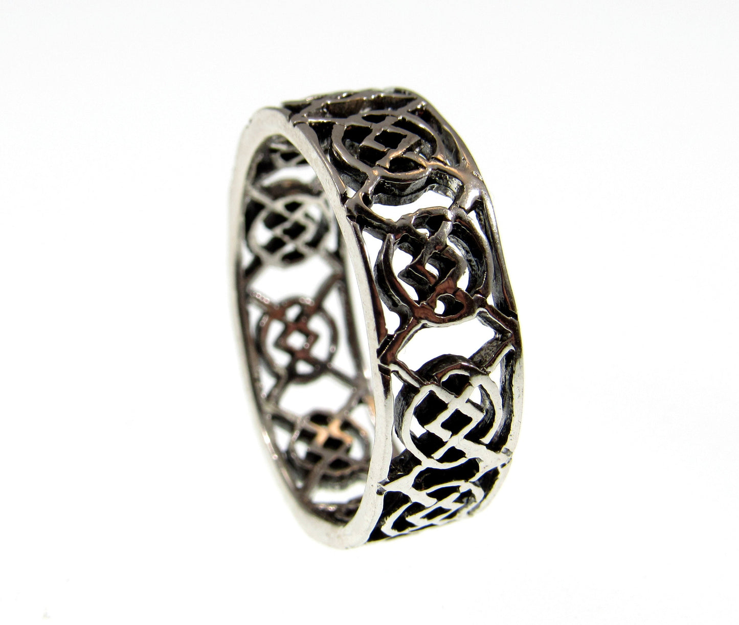 Solid 925 Sterling Silver Men's Celtic Knot Ring, Handcrafted Irish Gaelic Pendant on Nylon Cord, Sizes 10-14