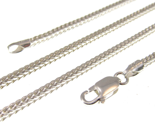 2.1MM Solid Genuine 925 Sterling Silver Italian Foxtail Weave Chain, Unisex Necklace, Made in Italy, 16"-30" Inches