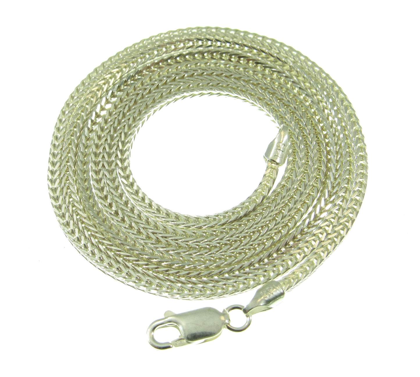 2.1MM Solid Genuine 925 Sterling Silver Italian Foxtail Weave Chain, Unisex Necklace, Made in Italy, 16"-30" Inches