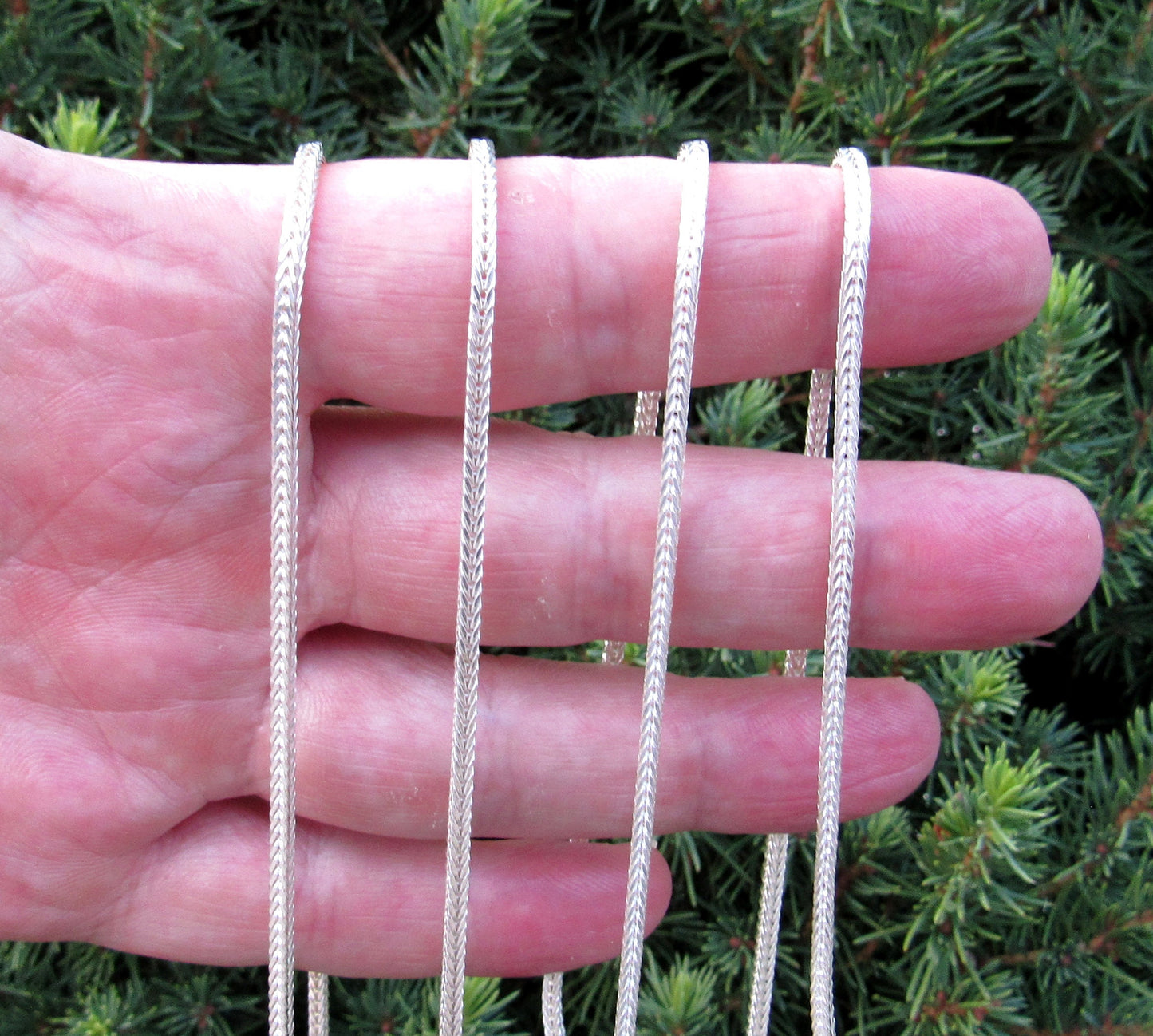 2.1MM Solid Genuine 925 Sterling Silver Italian Foxtail Weave Chain, Unisex Necklace, Made in Italy, 16"-30" Inches