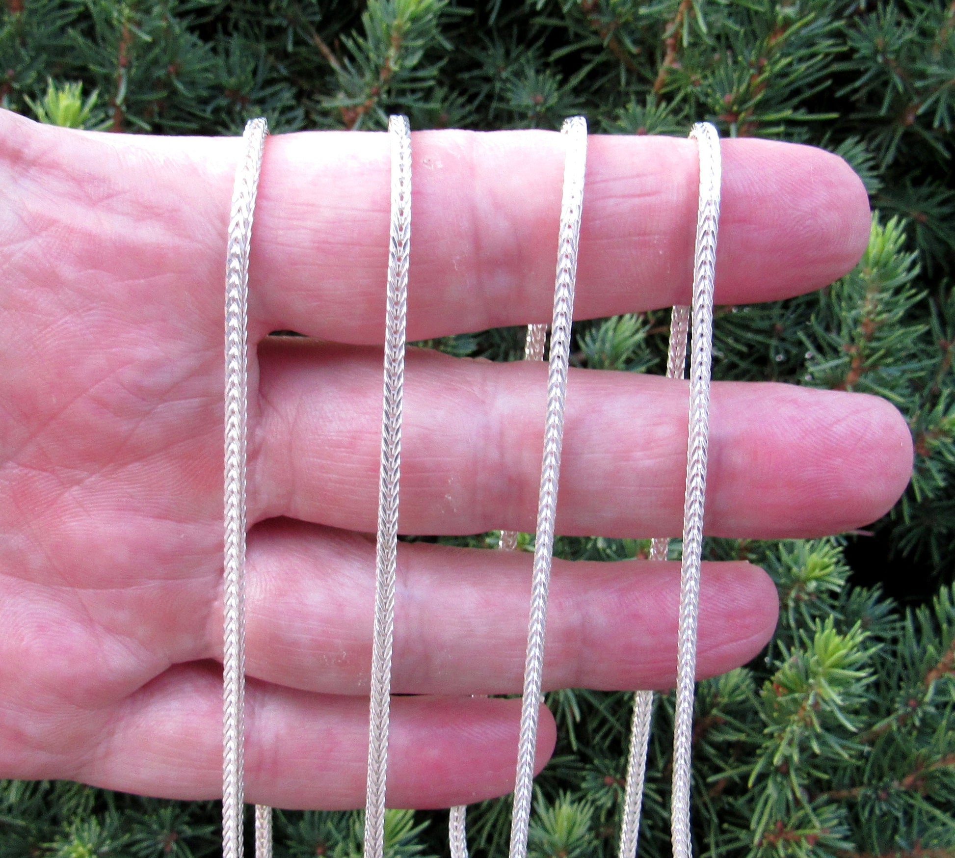 2.1MM Solid Genuine 925 Sterling Silver Italian Foxtail Weave Chain, Unisex Necklace, Made in Italy, 16"-30" Inches