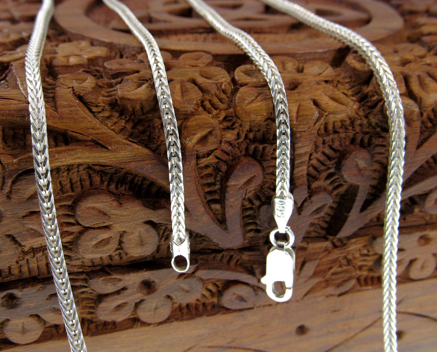 2.1MM Solid Genuine 925 Sterling Silver Italian Foxtail Weave Chain, Unisex Necklace, Made in Italy, 16"-30" Inches