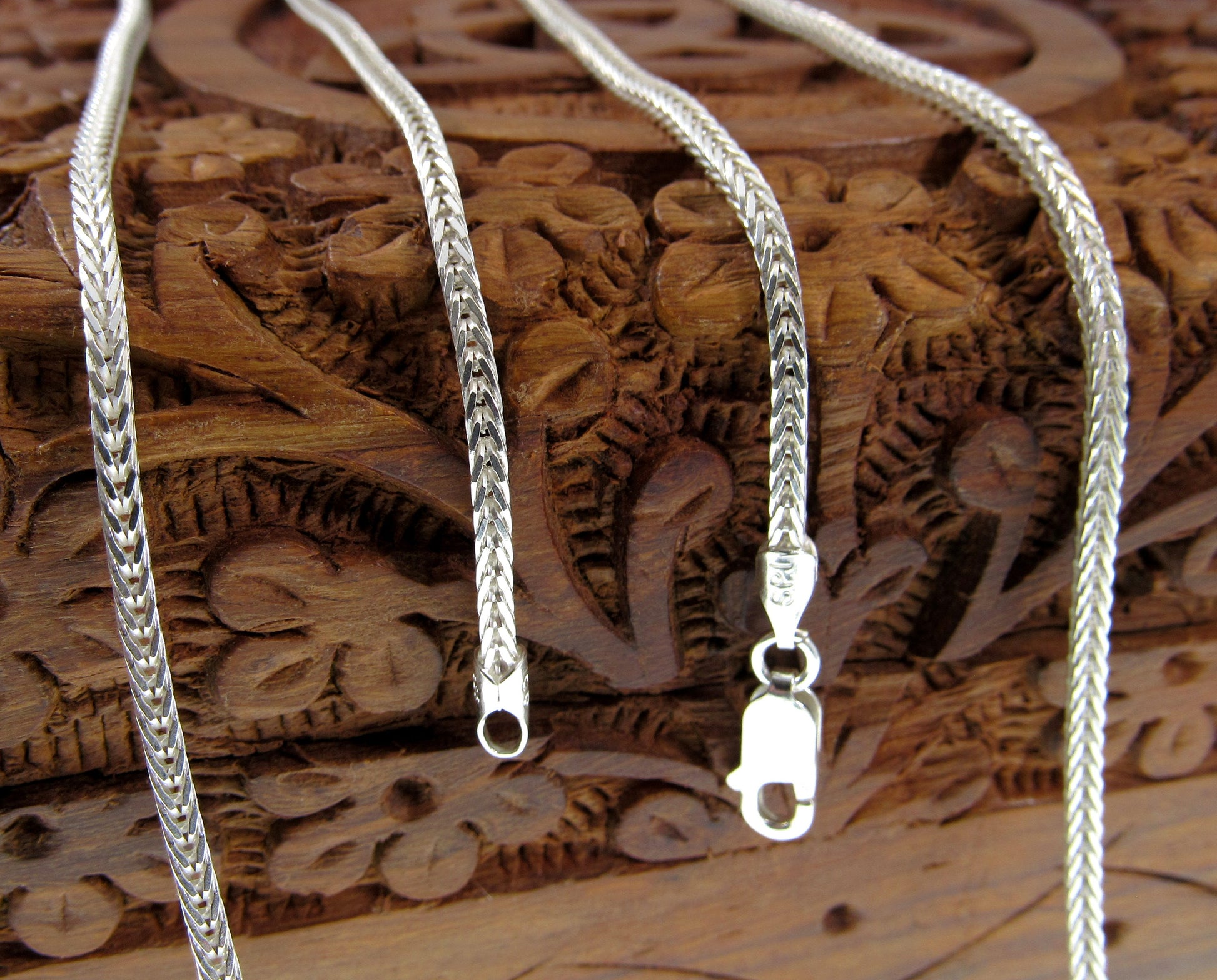 2.1MM Solid Genuine 925 Sterling Silver Italian Foxtail Weave Chain, Unisex Necklace, Made in Italy, 16"-30" Inches