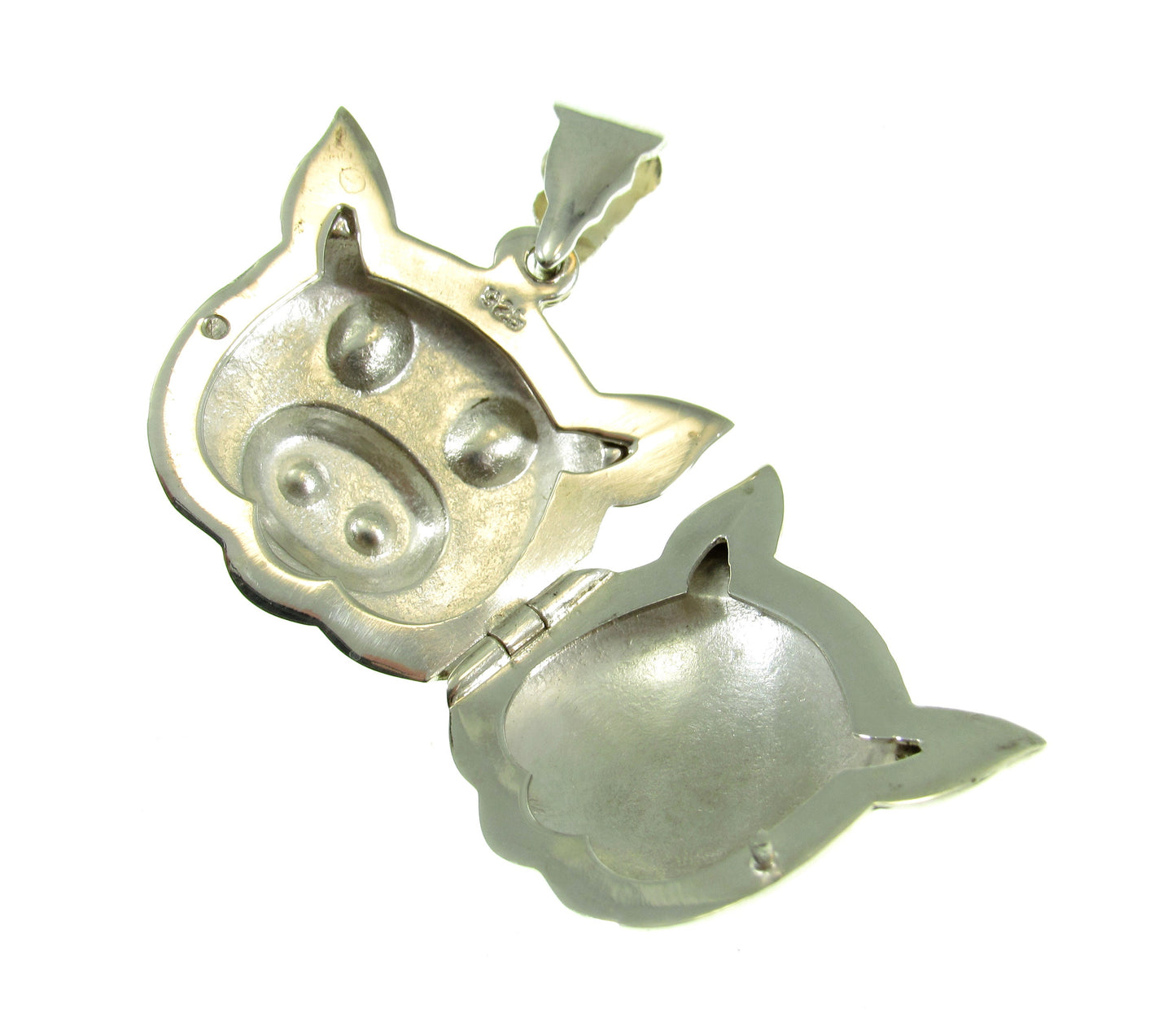 Solid 925 Sterling Silver Pig Locket – Handcrafted Animal Locket Pendant – Farm Animal Jewelry – Cute Pig Charm with Hidden Compartment