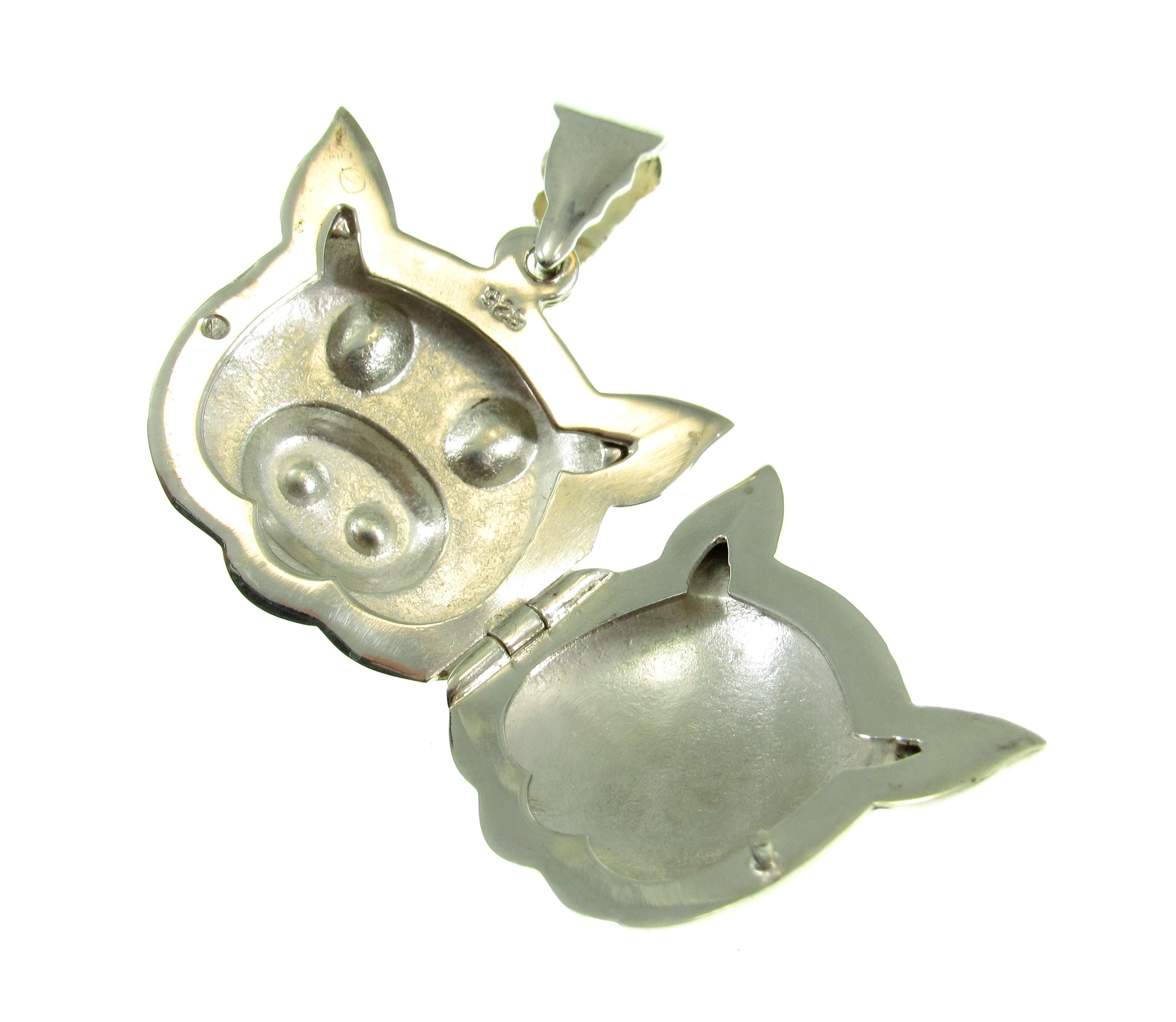 Solid 925 Sterling Silver Pig Locket – Handcrafted Animal Locket Pendant – Farm Animal Jewelry – Cute Pig Charm with Hidden Compartment