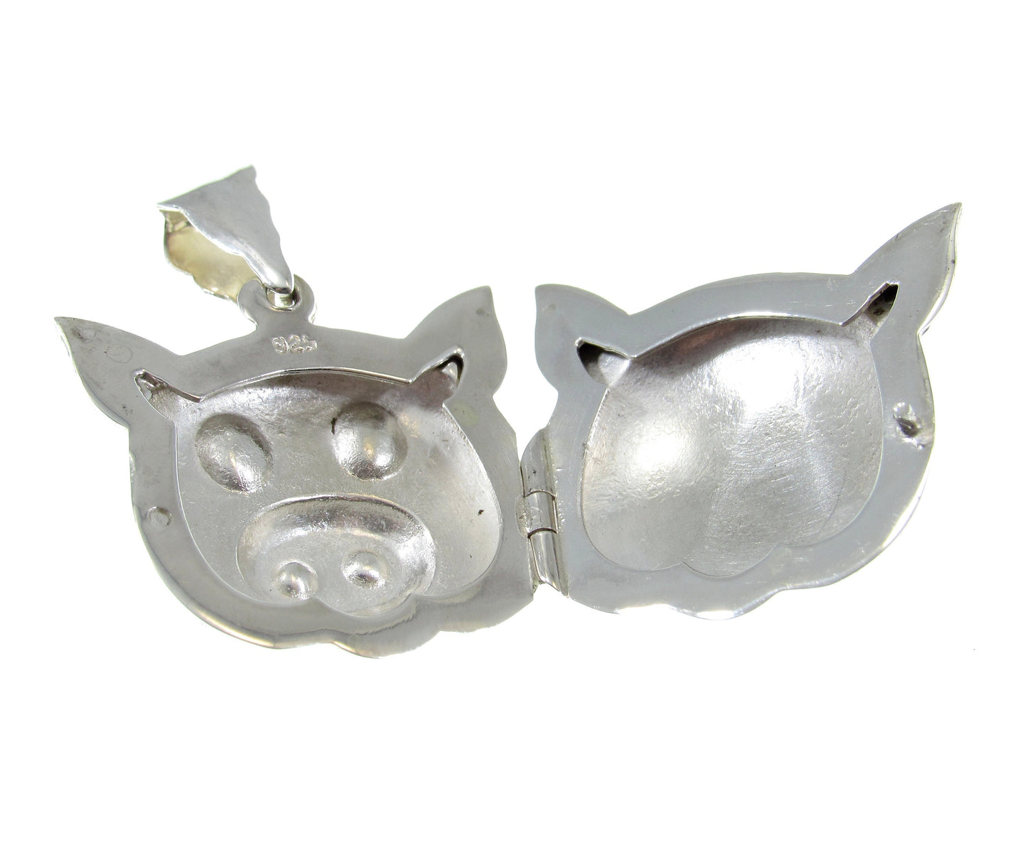 Solid 925 Sterling Silver Pig Locket – Handcrafted Animal Locket Pendant – Farm Animal Jewelry – Cute Pig Charm with Hidden Compartment