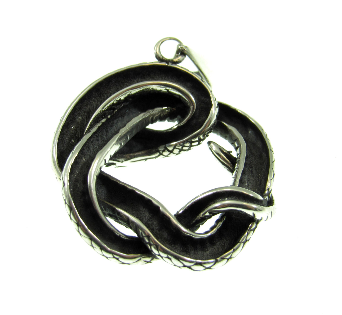 Solid 925 Sterling Silver Interwoven Snake Pendant - Handcrafted Knotted Snake Jewelry - Symbolic Reptile Charm - Occult Jewelry Gift