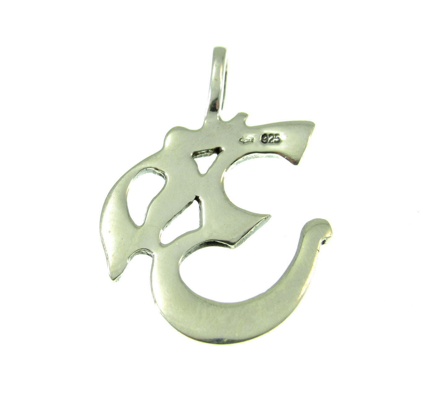 Solid 925 Sterling Silver Om Symbol Pendant, Handcrafted Hindu Ohm Aum Yoga Meditation Jewelry