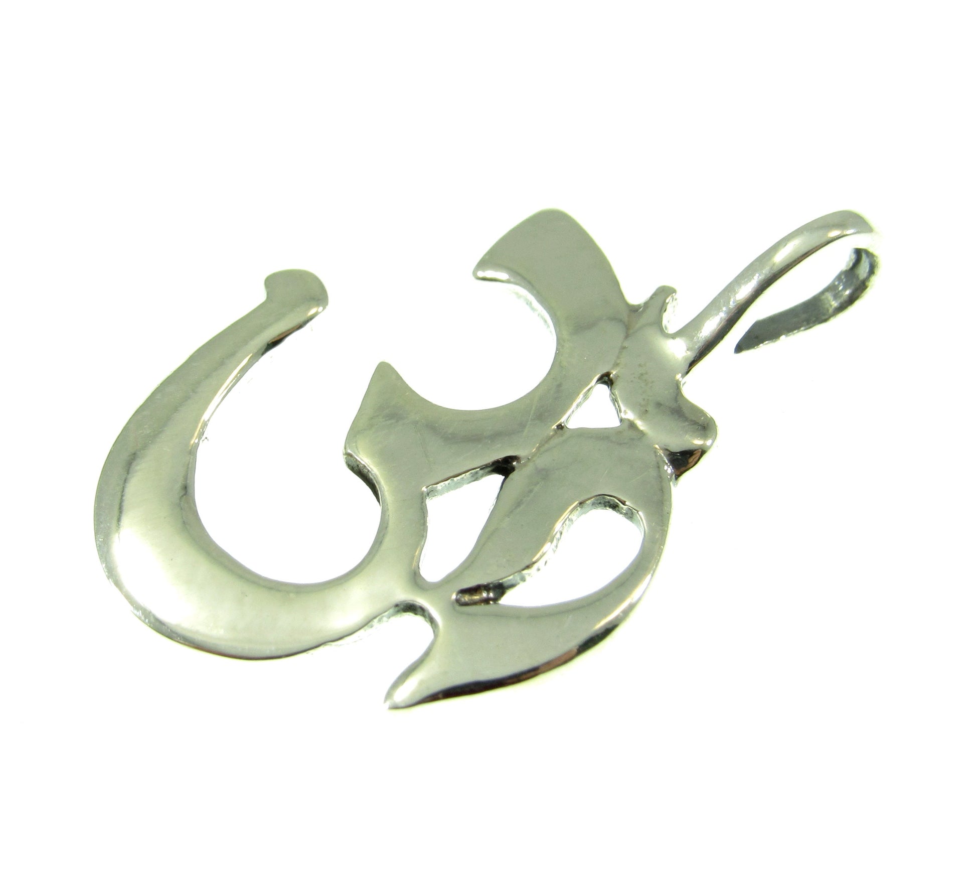 Solid 925 Sterling Silver Om Symbol Pendant, Handcrafted Hindu Ohm Aum Yoga Meditation Jewelry