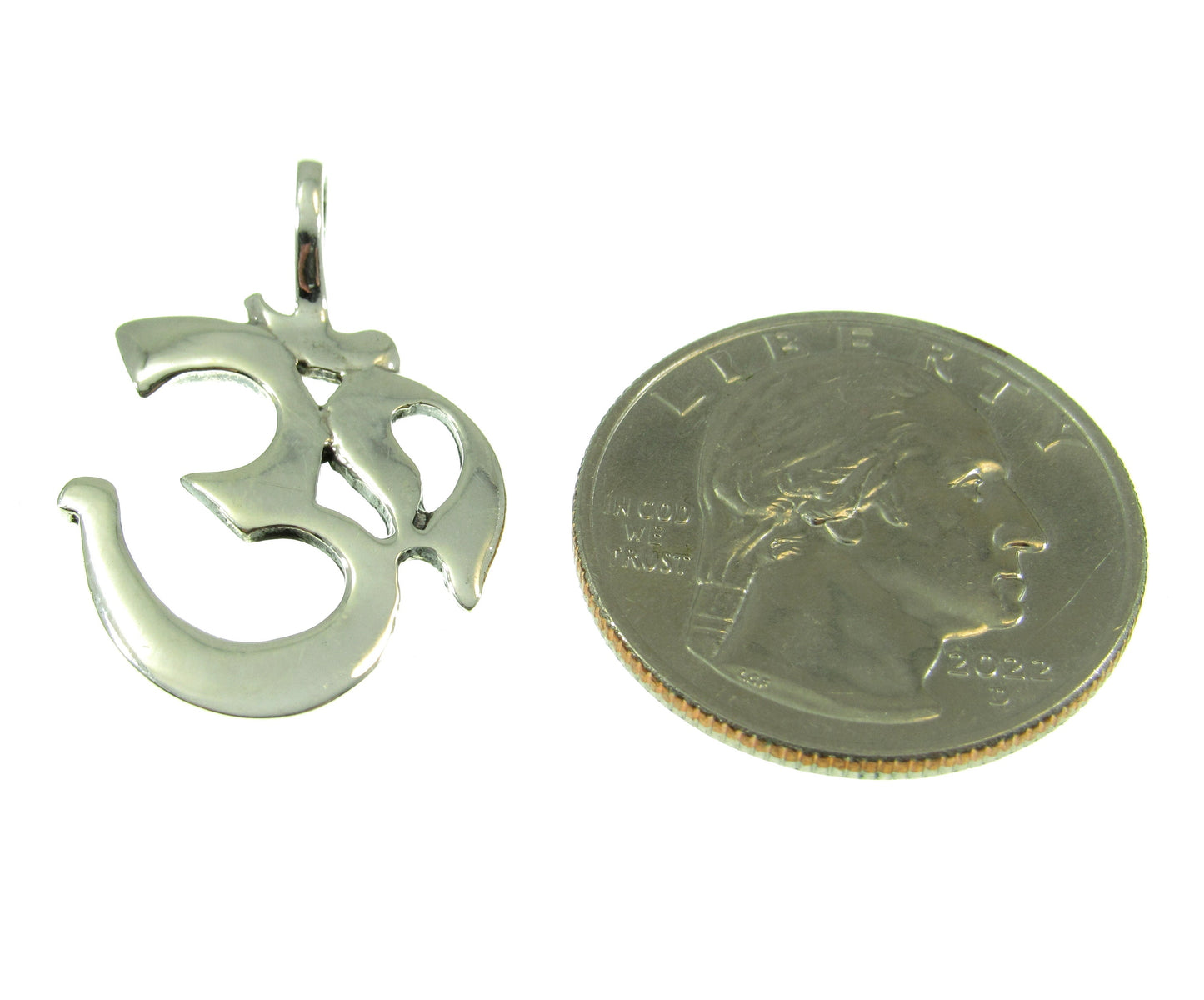 Solid 925 Sterling Silver Om Symbol Pendant, Handcrafted Hindu Ohm Aum Yoga Meditation Jewelry