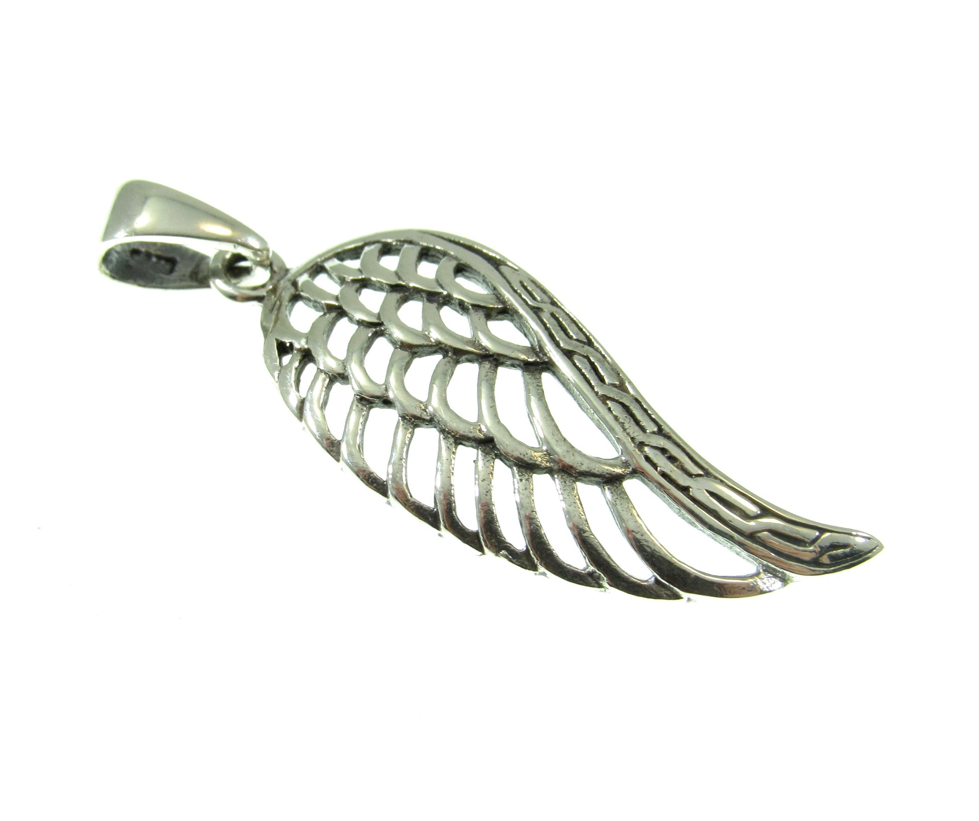 Solid 925 Sterling Silver Angel Wing Pendant, Handcrafted Symbol of Hope & Protection