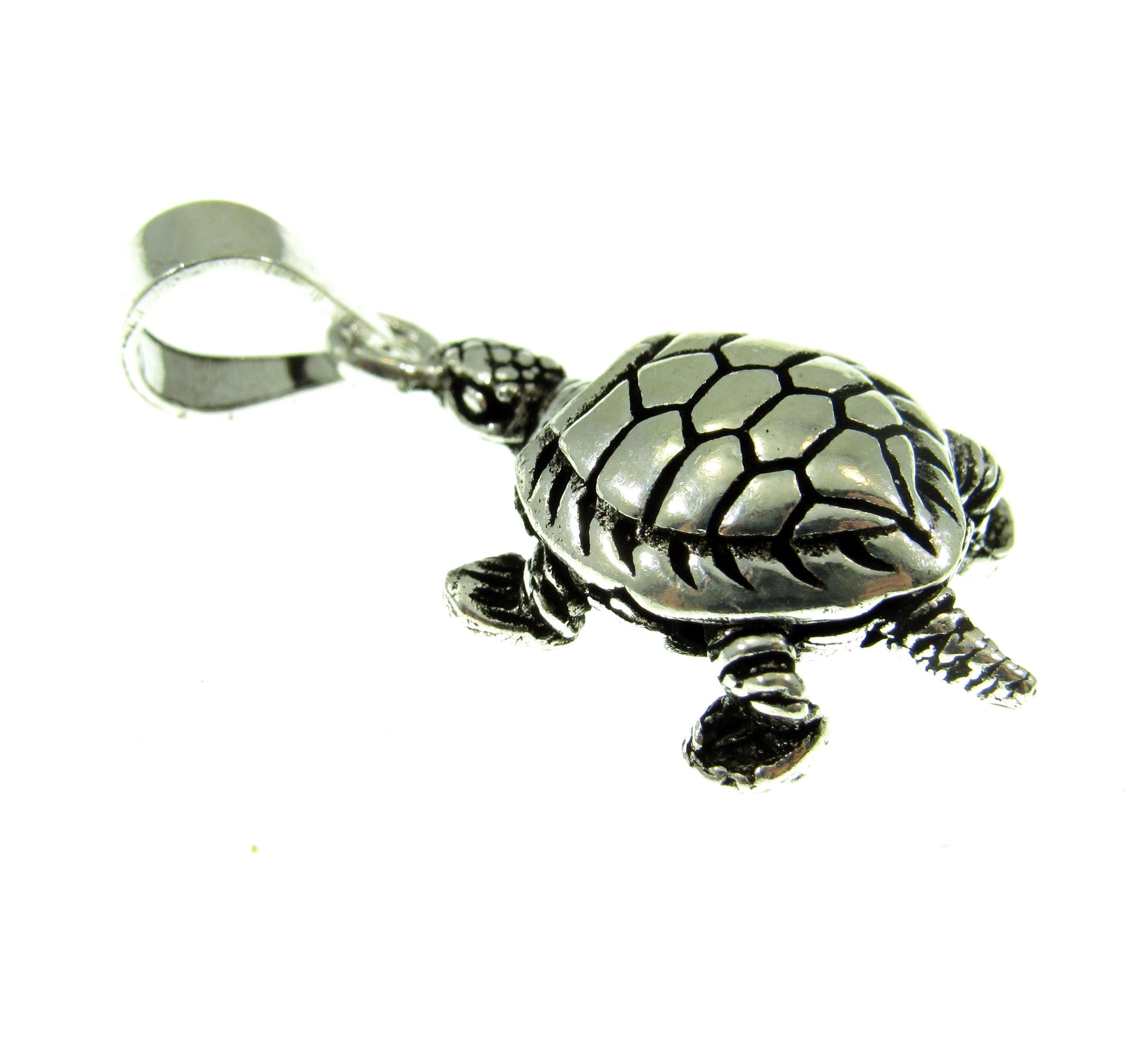 Solid 925 Sterling Silver Small Articulated 3D Sea Turtle Pendant, Tortoise Jewelry with Moving Legs, Head, & Tail, Reptile Necklace Charm
