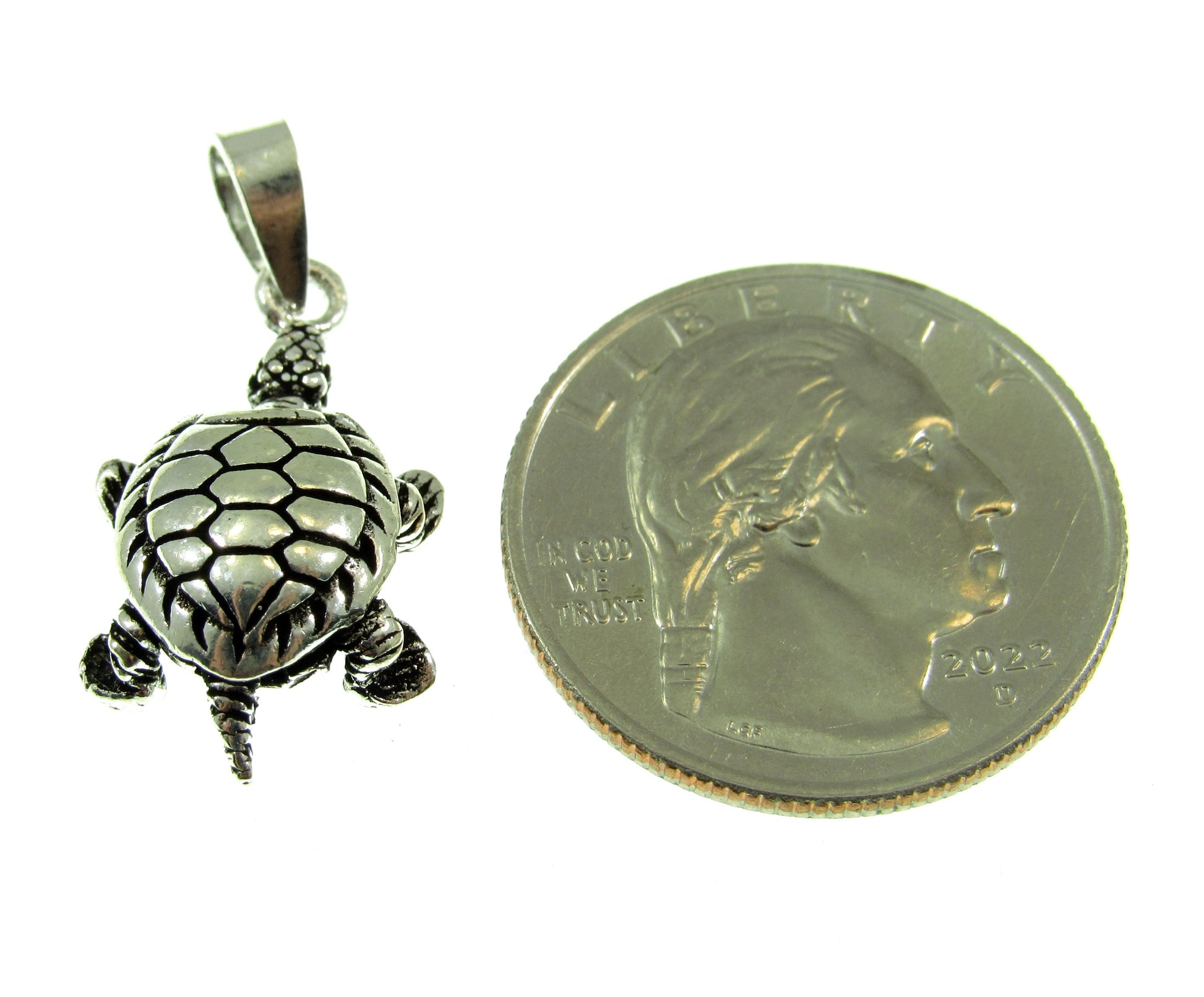 Solid 925 Sterling Silver Small Articulated 3D Sea Turtle Pendant, Tortoise Jewelry with Moving Legs, Head, & Tail, Reptile Necklace Charm