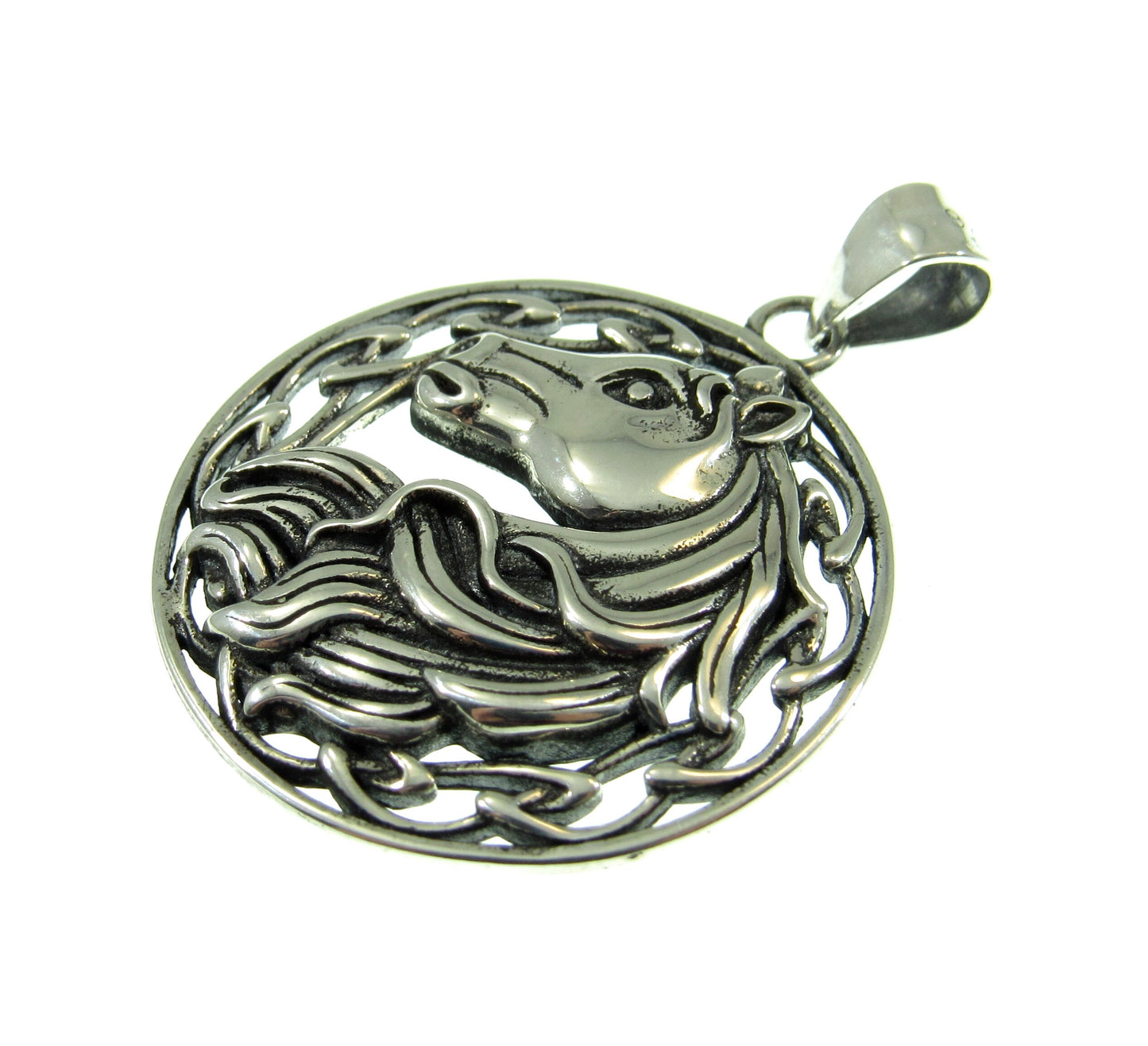 Solid 925 Sterling Silver Celtic Horse Pendant – Equestrian Jewelry, Horse Lover Gift, Norse Viking Charm with Celtic Knotwork