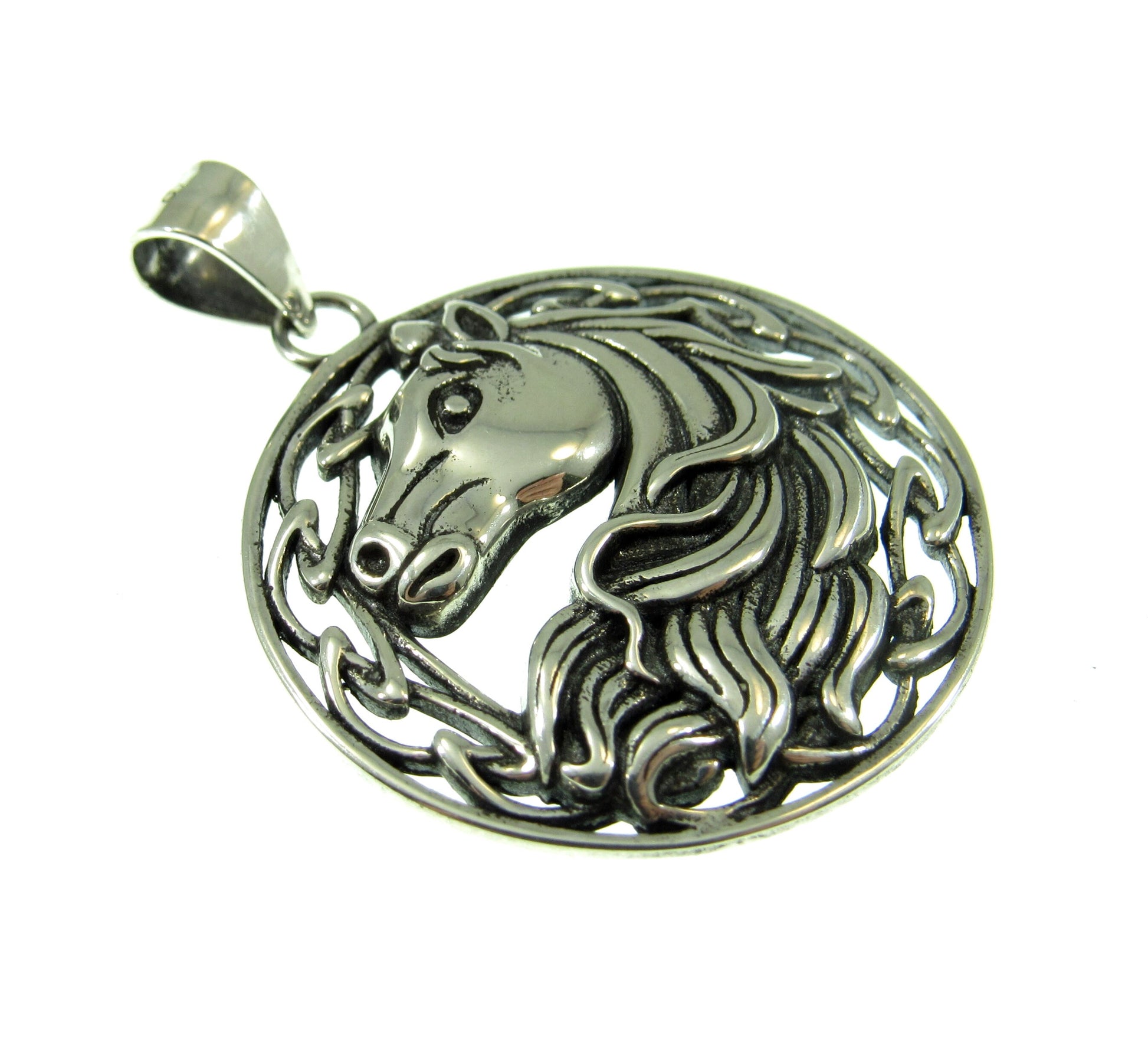 Solid 925 Sterling Silver Celtic Horse Pendant – Equestrian Jewelry, Horse Lover Gift, Norse Viking Charm with Celtic Knotwork