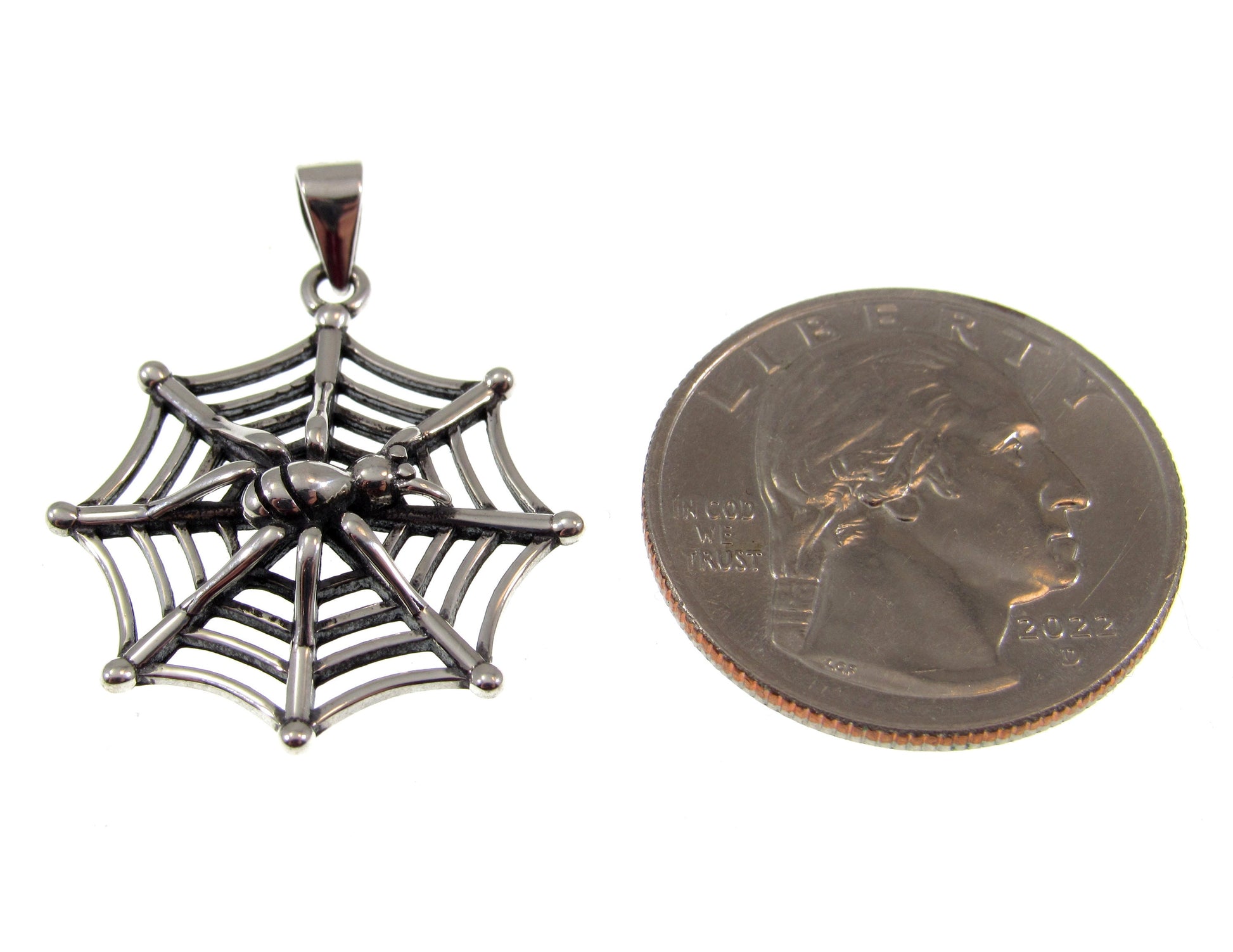 Solid 925 Sterling Silver Spider on her Web Pendant, Handcrafted Creepy Halloween Costume Jewelry