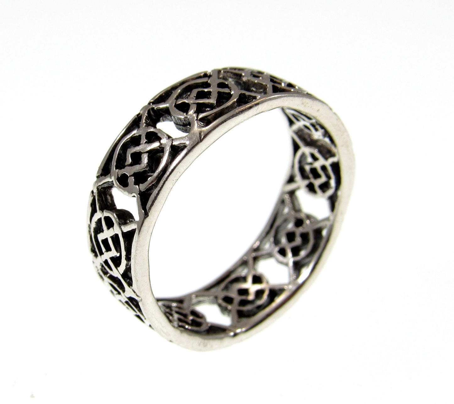 Solid 925 Sterling Silver Men's Celtic Knot Ring, Handcrafted Irish Gaelic Pendant on Nylon Cord, Sizes 10-14