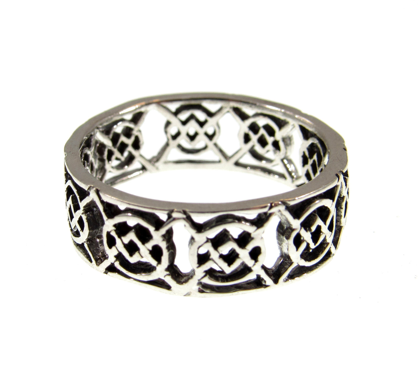 Solid 925 Sterling Silver Men's Celtic Knot Ring, Handcrafted Irish Gaelic Pendant on Nylon Cord, Sizes 10-14