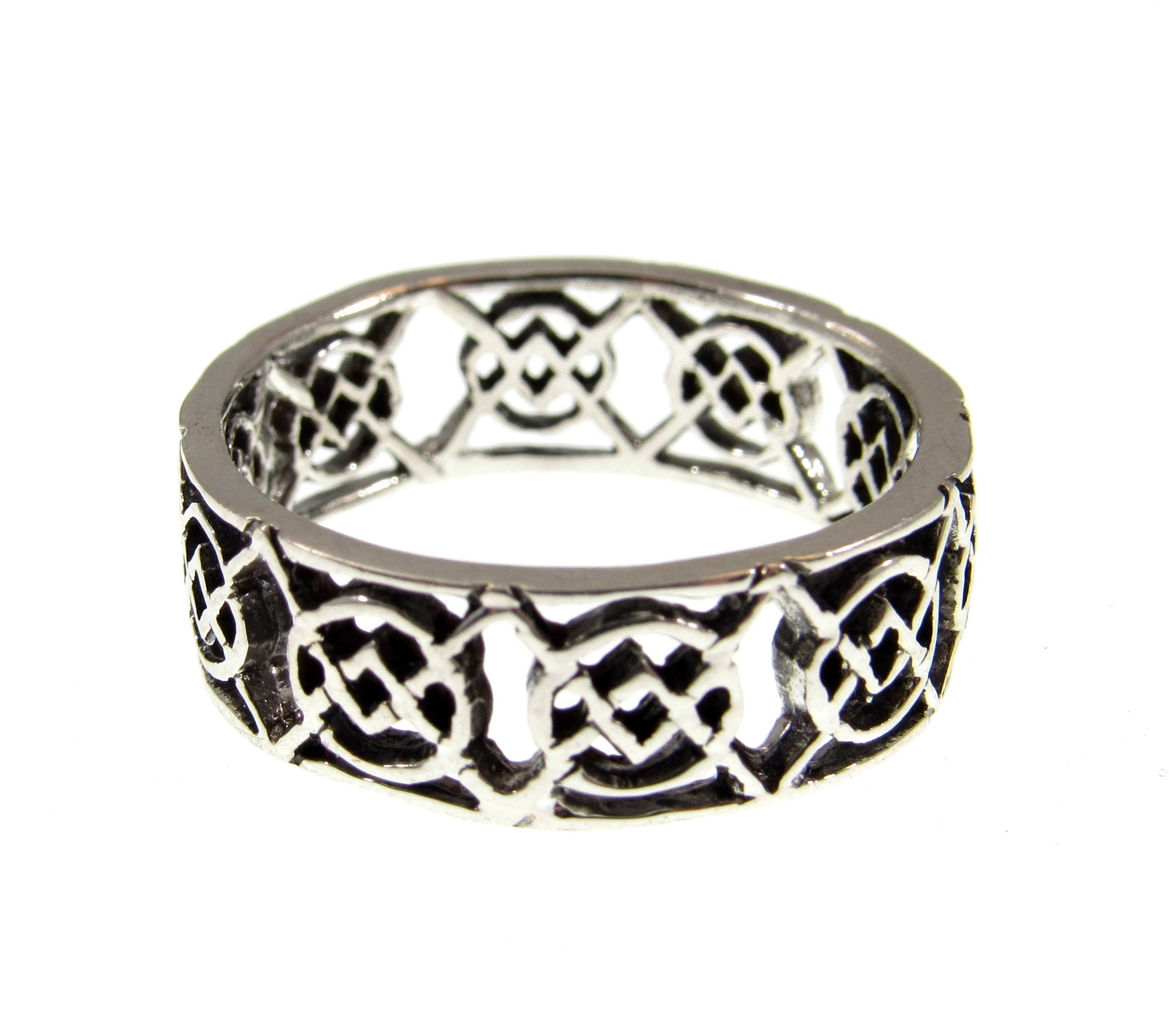 Solid 925 Sterling Silver Men's Celtic Knot Ring, Handcrafted Irish Gaelic Pendant on Nylon Cord, Sizes 10-14