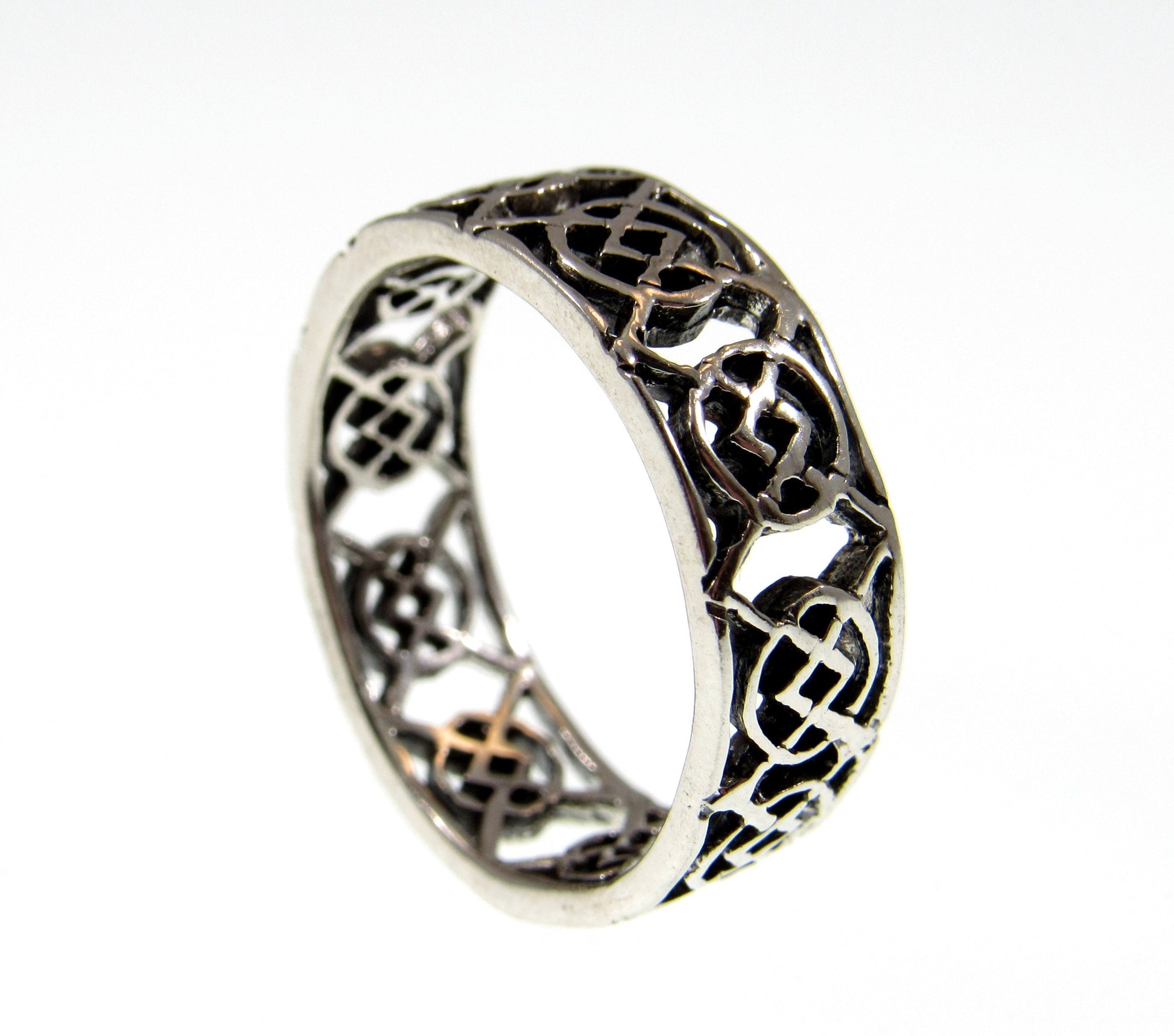 Solid 925 Sterling Silver Men's Celtic Knot Ring, Handcrafted Irish Gaelic Pendant on Nylon Cord, Sizes 10-14