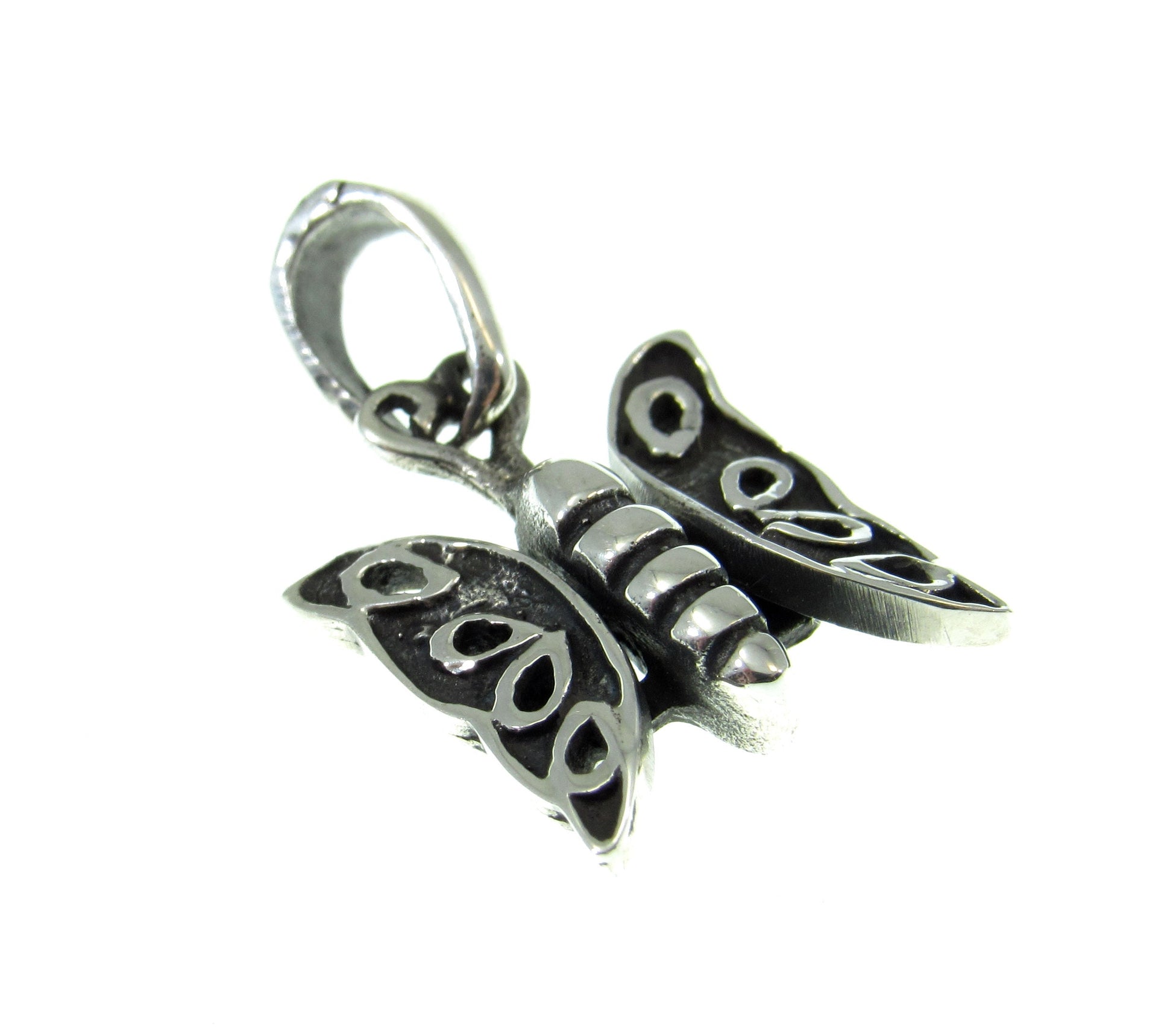 Solid 925 Sterling Silver Movable Butterfly Charm, Handcrafted Insect Jewelry Pendant, Wings Move