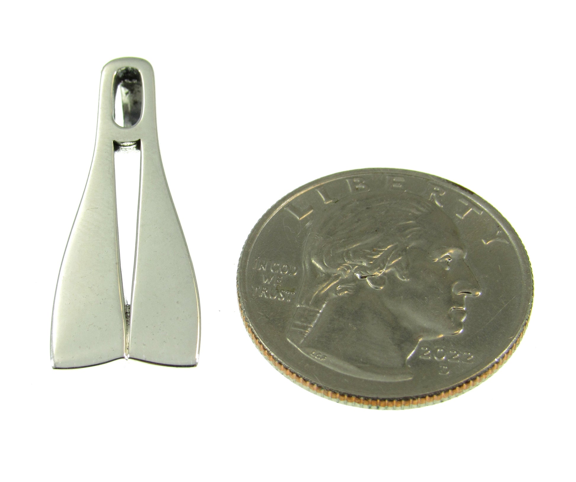 925 Sterling Silver Double Diving Fins Scuba Diver Slide Pendant