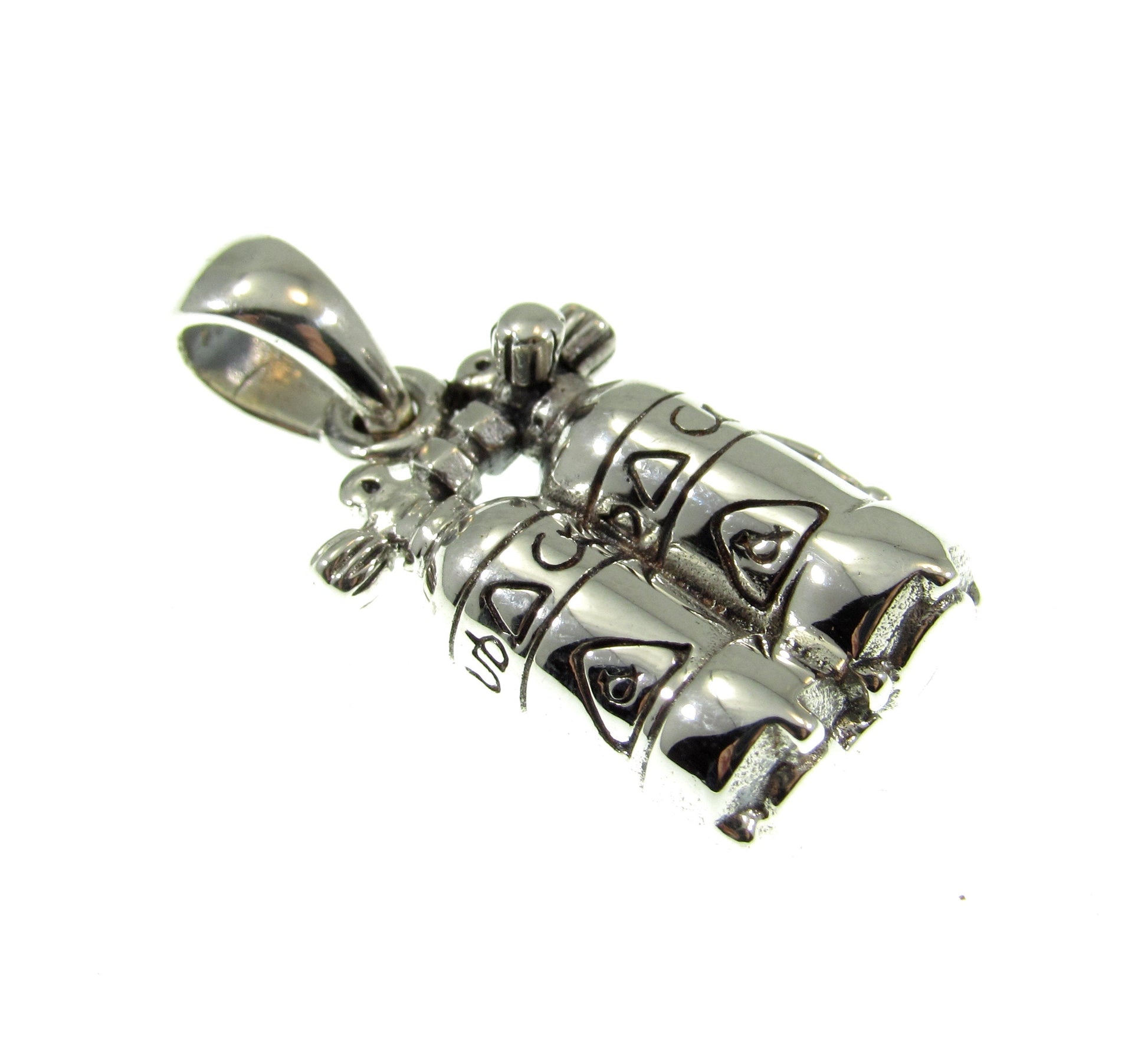 Solid 925 Sterling Silver Scuba Diver Air Tanks Pendant, Deep Sea Dive Jewelry, Nautical Gift for Him or Her, Unique Underwater Diving Charm