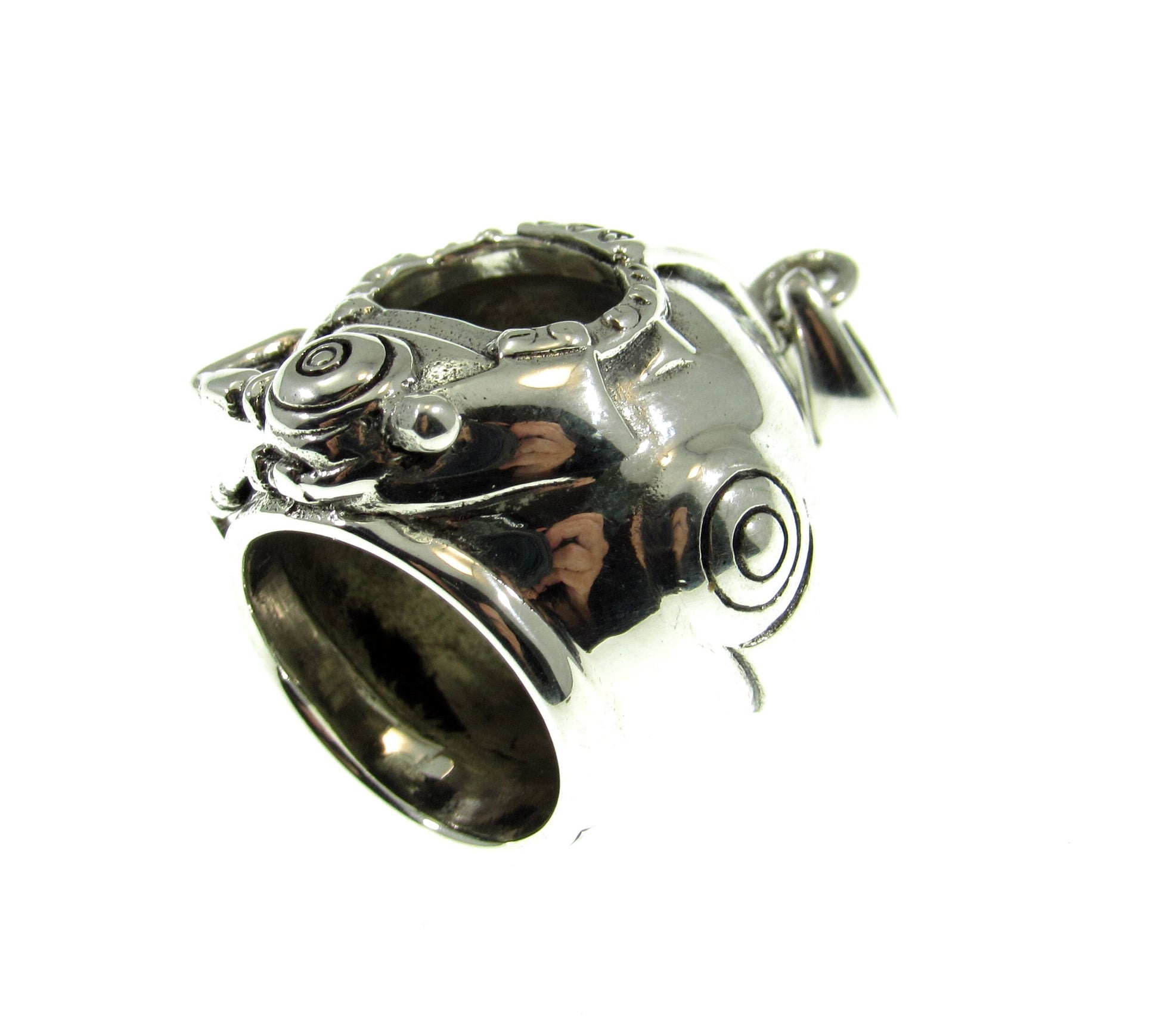 Solid 925 Sterling Silver 3D Diving Helmet Pendant, Handcrafted Scuba Diver Jewelry, Nautical Marine Ocean Sea Explorer Symbol