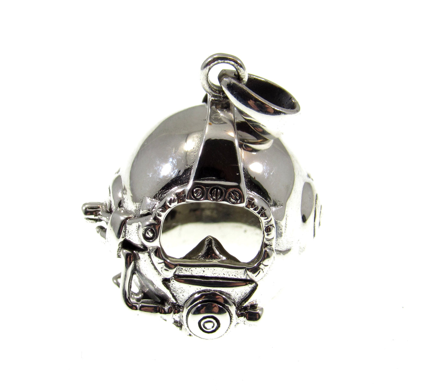 Solid 925 Sterling Silver 3D Diving Helmet Pendant, Handcrafted Scuba Diver Jewelry, Nautical Marine Ocean Sea Explorer Symbol