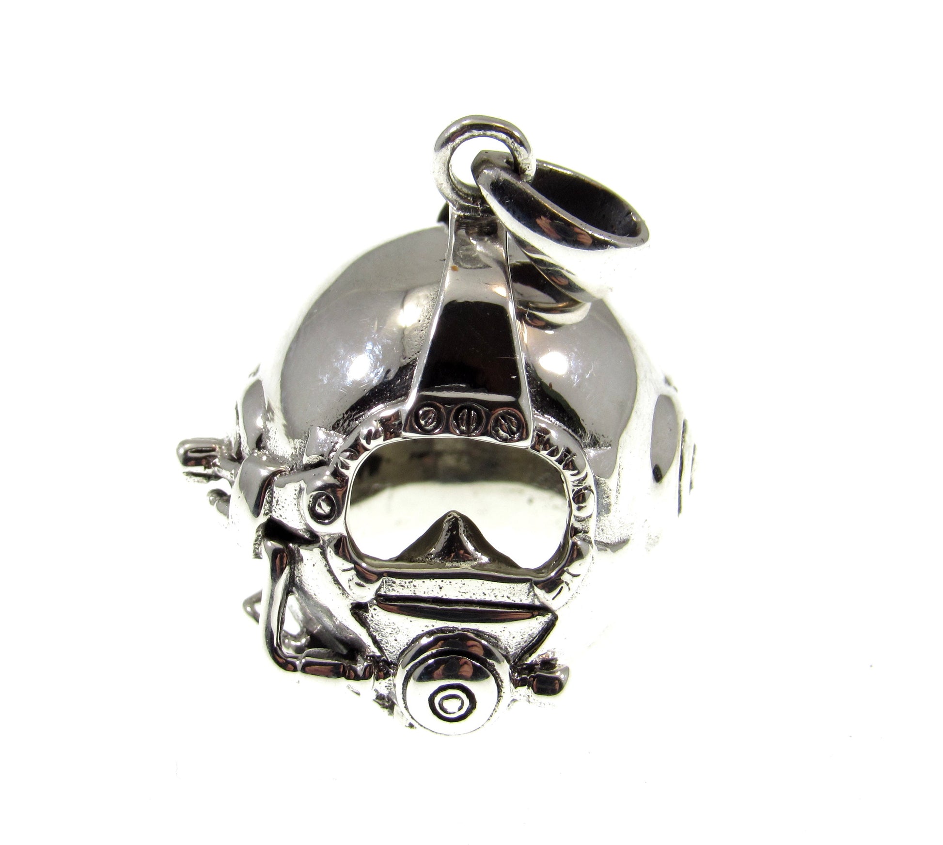 Solid 925 Sterling Silver 3D Diving Helmet Pendant, Handcrafted Scuba Diver Jewelry, Nautical Marine Ocean Sea Explorer Symbol