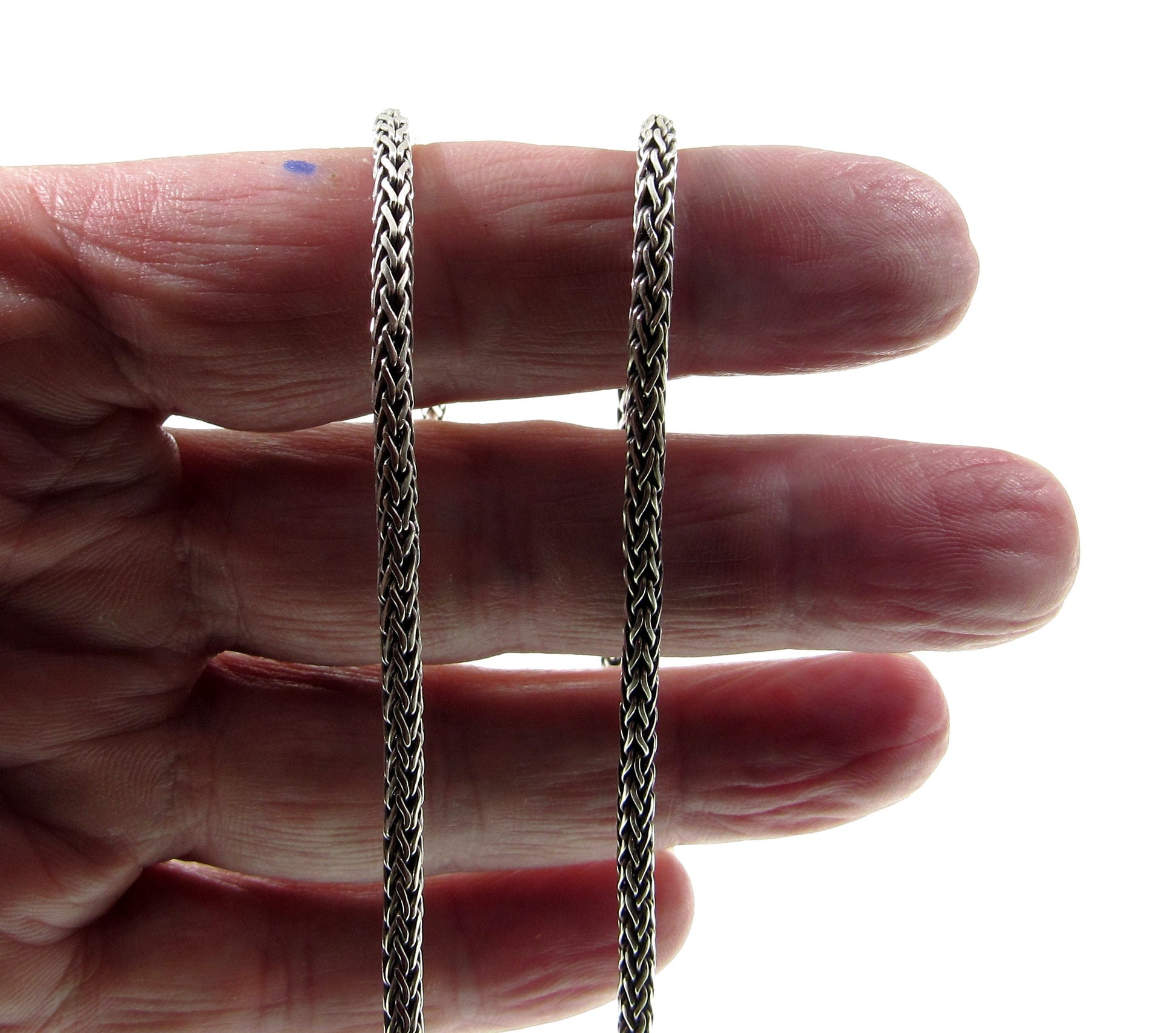3MM Solid 925 Sterling Silver Handmade Bali Foxtail Weave Chain, Braided Unisex Necklace or Bracelet, Woven Rustic Oxidized Jewelry