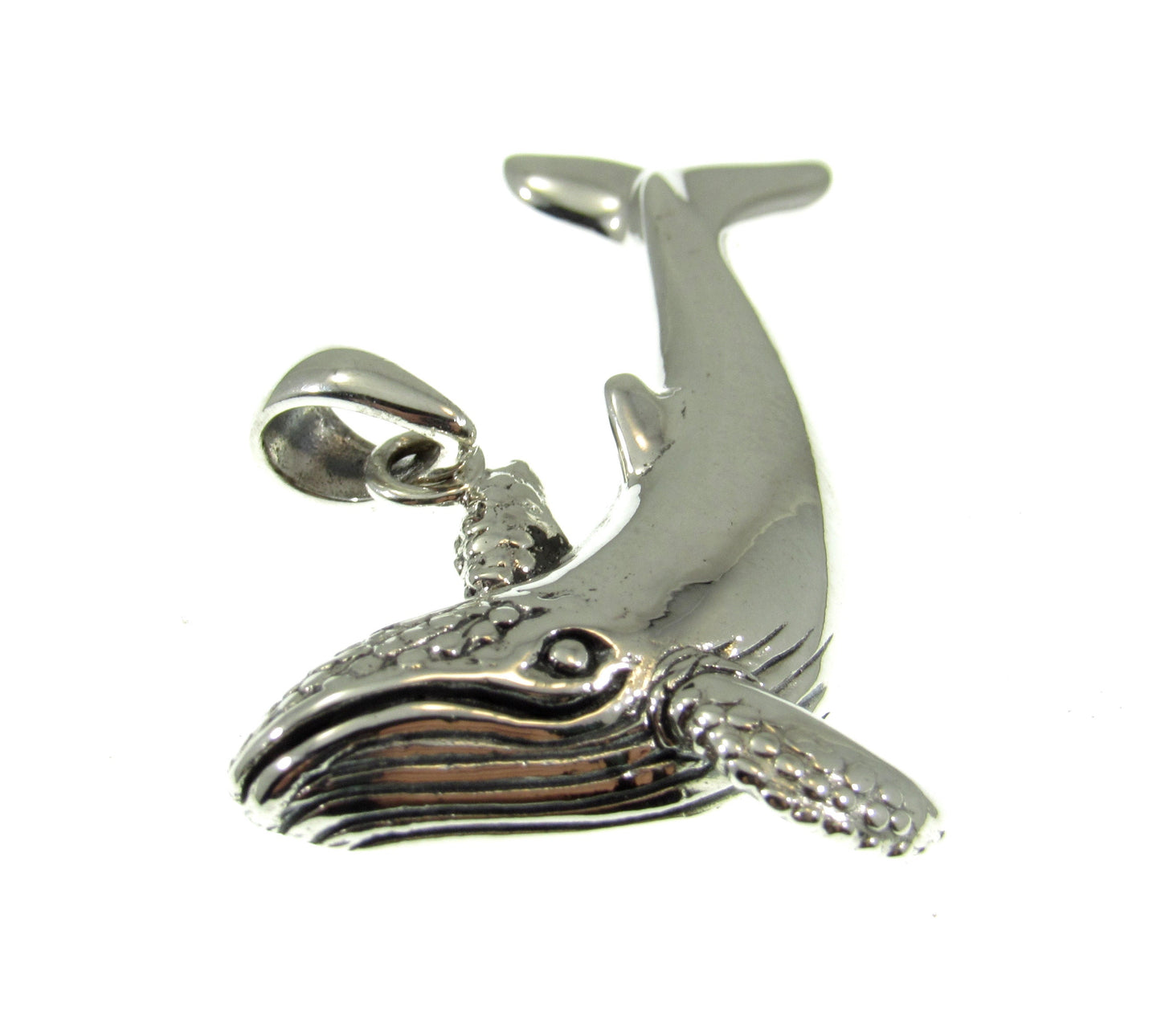 Solid 925 Sterling Silver Humpback Whale Pendant