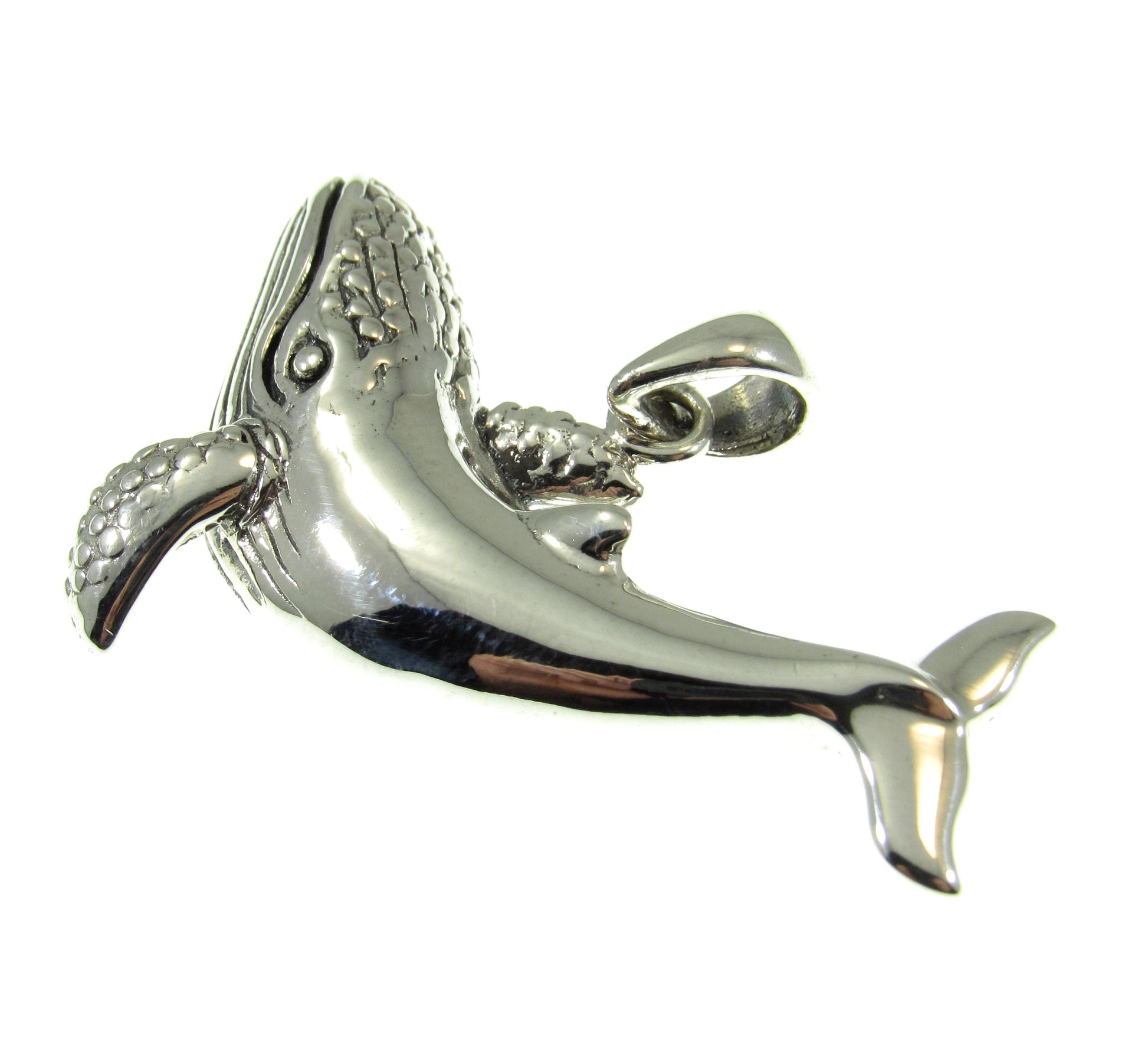 Solid 925 Sterling Silver Humpback Whale Pendant