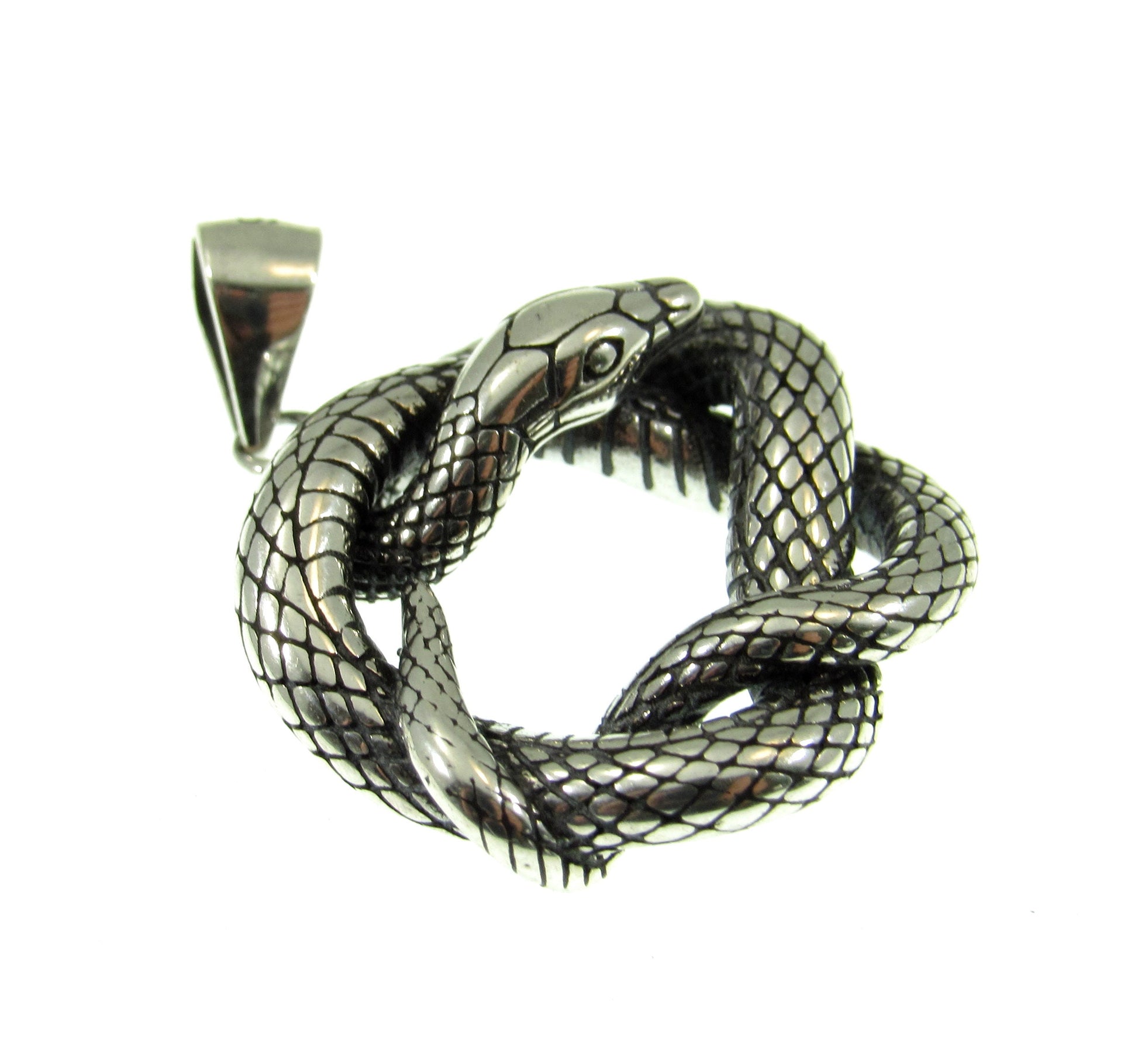 Solid 925 Sterling Silver Interwoven Snake Pendant - Handcrafted Knotted Snake Jewelry - Symbolic Reptile Charm - Occult Jewelry Gift