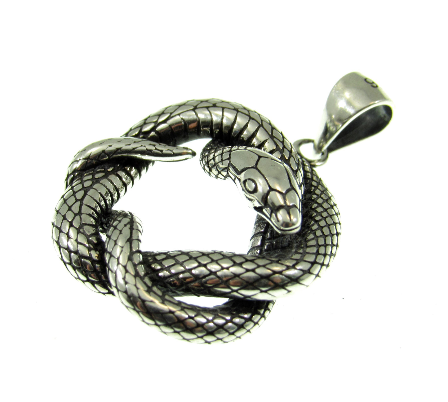 Solid 925 Sterling Silver Interwoven Snake Pendant - Handcrafted Knotted Snake Jewelry - Symbolic Reptile Charm - Occult Jewelry Gift