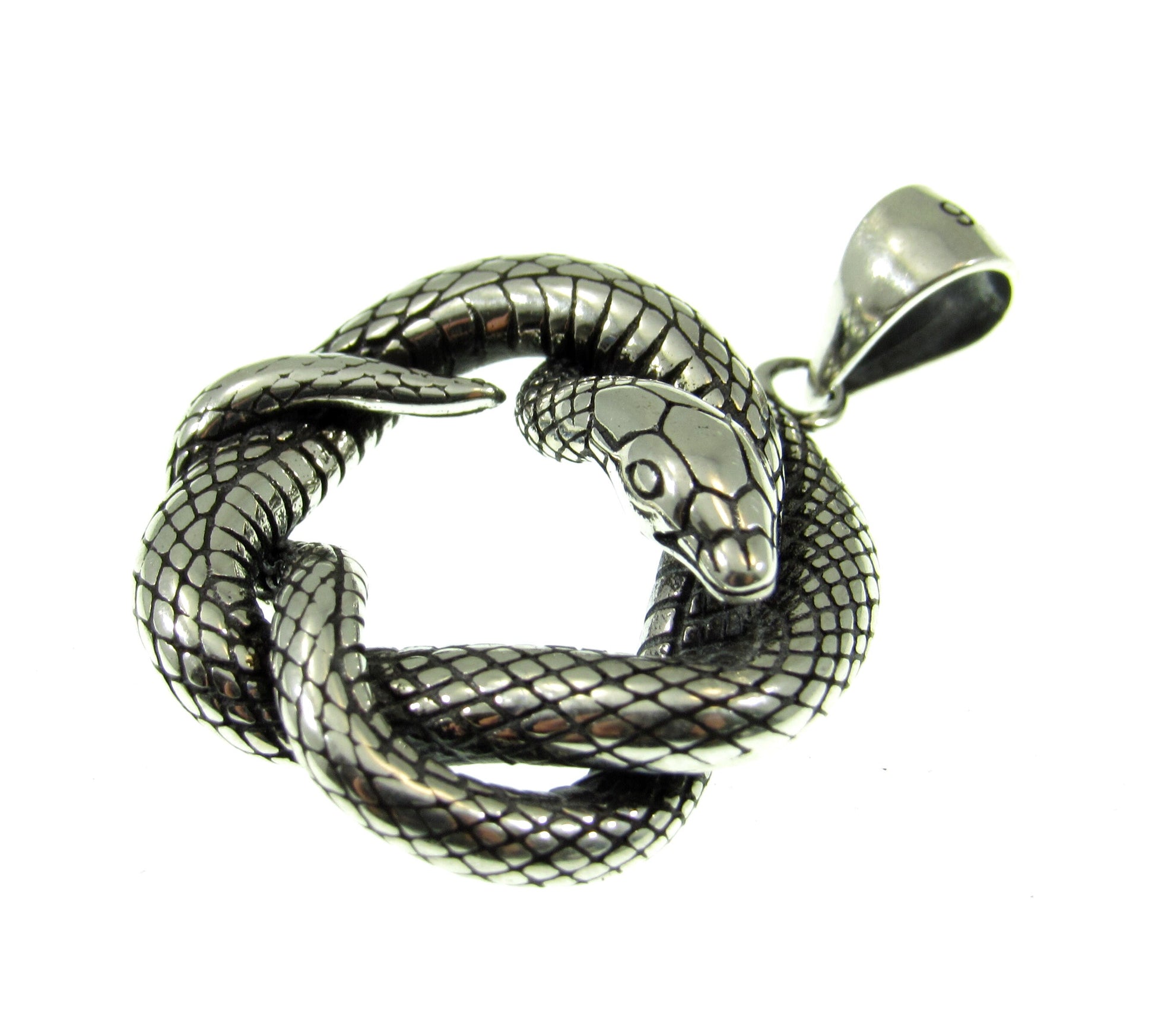 Solid 925 Sterling Silver Interwoven Snake Pendant - Handcrafted Knotted Snake Jewelry - Symbolic Reptile Charm - Occult Jewelry Gift