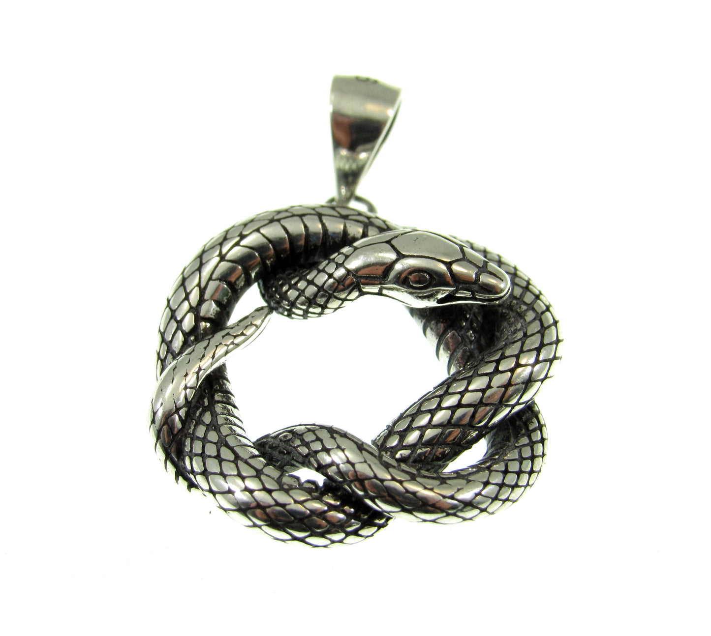 Solid 925 Sterling Silver Interwoven Snake Pendant - Handcrafted Knotted Snake Jewelry - Symbolic Reptile Charm - Occult Jewelry Gift