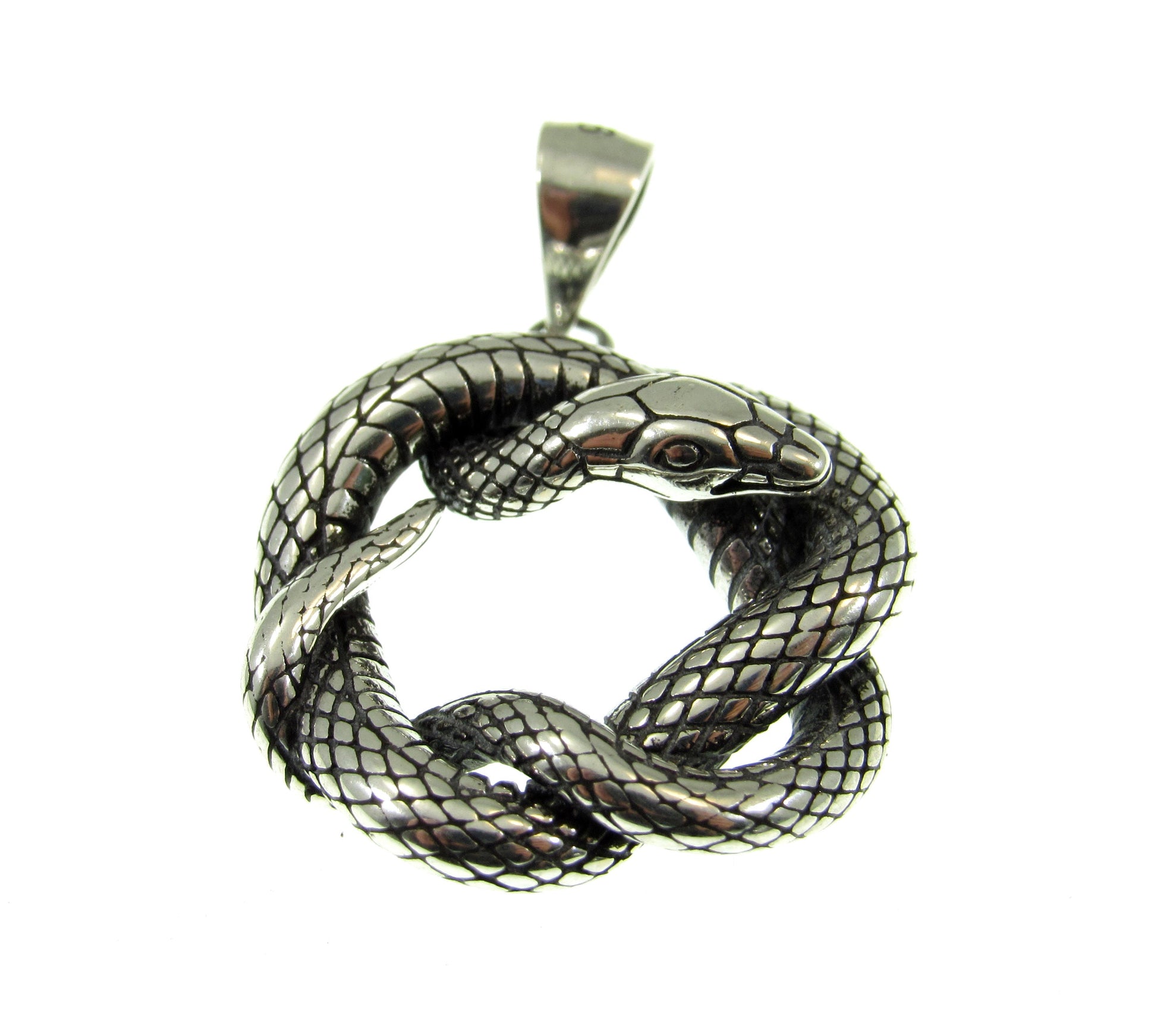 Solid 925 Sterling Silver Interwoven Snake Pendant - Handcrafted Knotted Snake Jewelry - Symbolic Reptile Charm - Occult Jewelry Gift