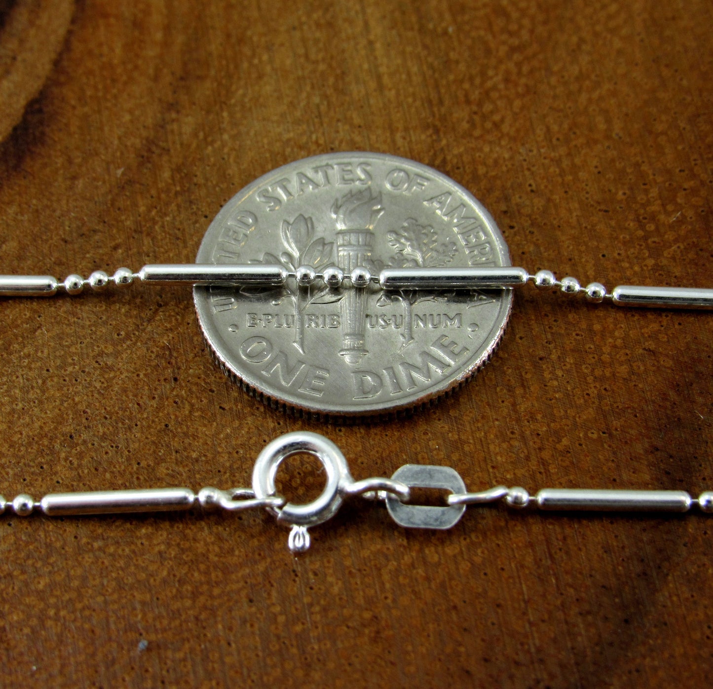 Solid 925 Sterling Silver Italian Bead and Bar Chain, 3 Beads & Oval Bar Minimalist Necklace or Bracelet for Women