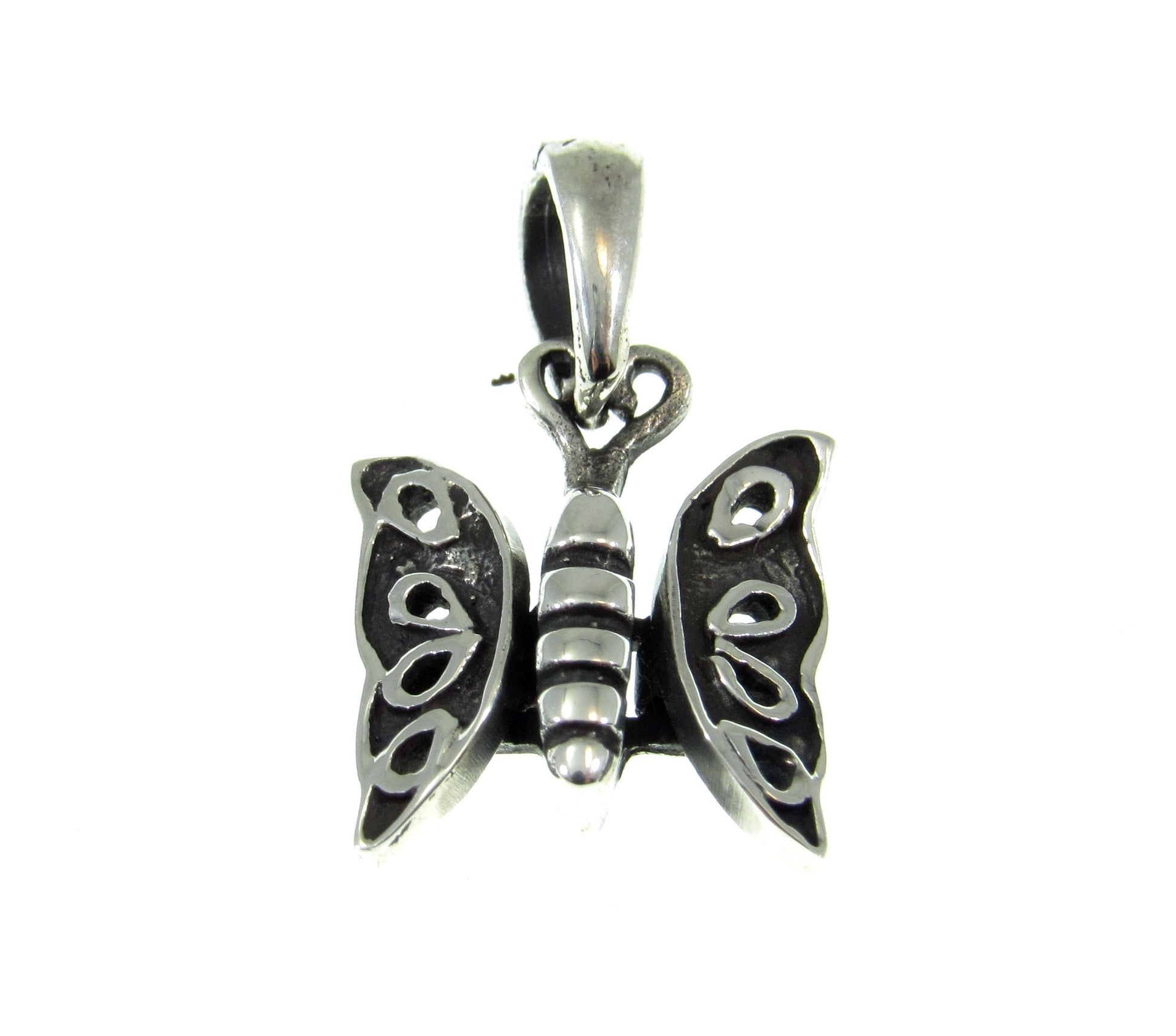 Solid 925 Sterling Silver Movable Butterfly Charm, Handcrafted Insect Jewelry Pendant, Wings Move
