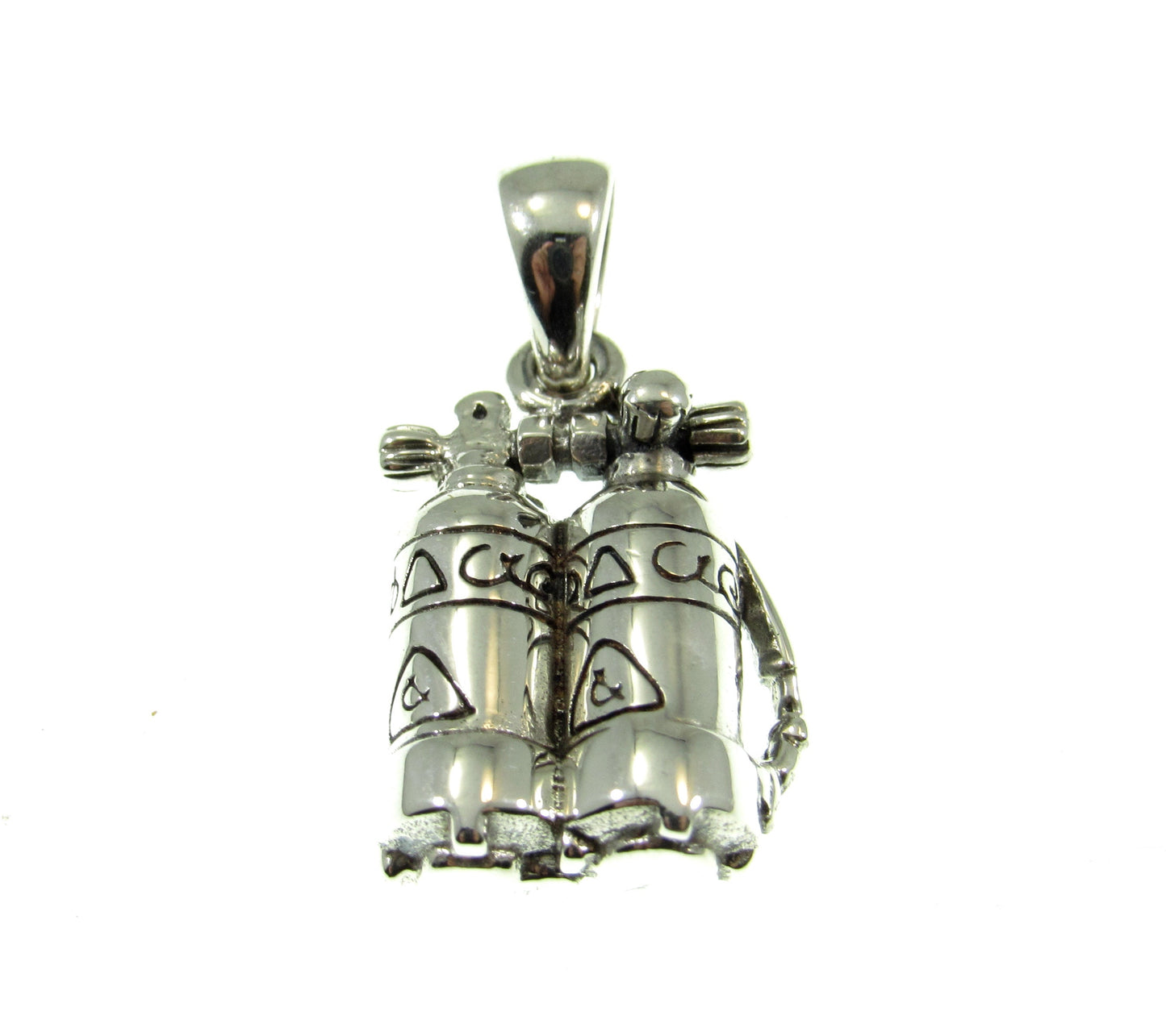 Solid 925 Sterling Silver Scuba Diver Air Tanks Pendant, Deep Sea Dive Jewelry, Nautical Gift for Him or Her, Unique Underwater Diving Charm