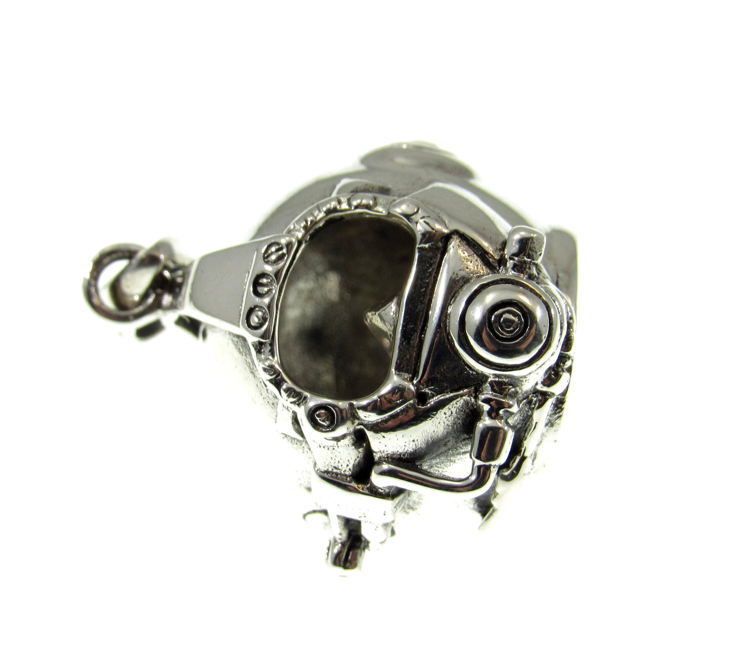 Solid 925 Sterling Silver 3D Diving Helmet Pendant, Handcrafted Scuba Diver Jewelry, Nautical Marine Ocean Sea Explorer Symbol