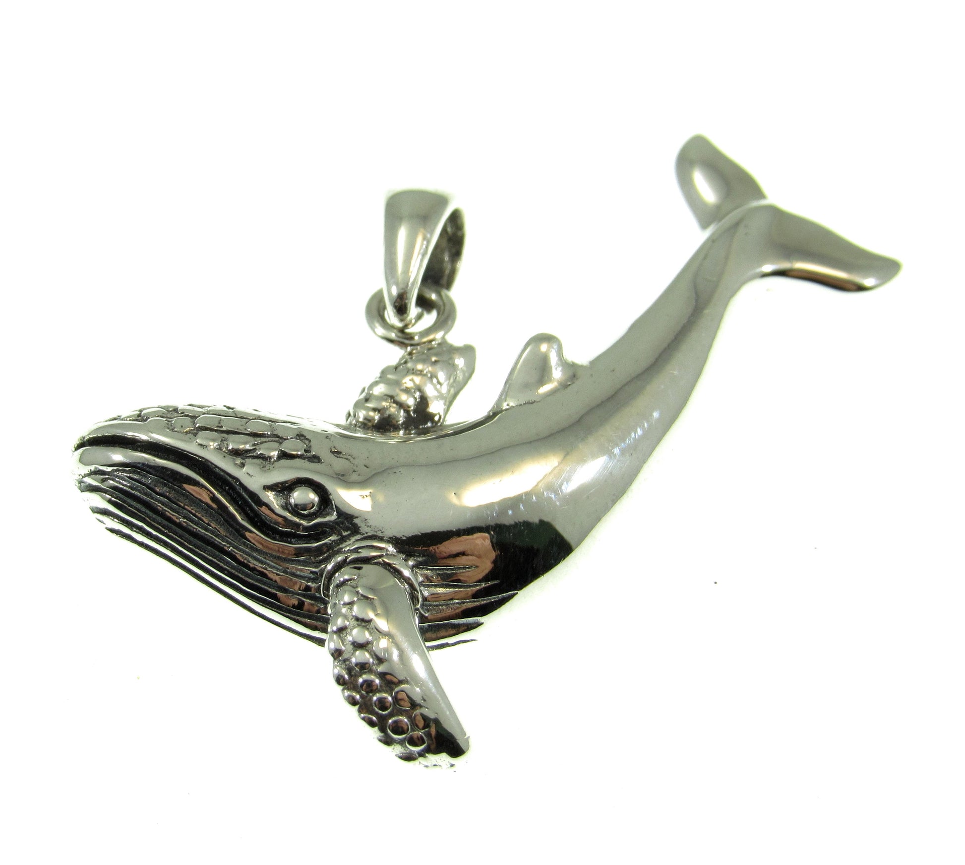 Solid 925 Sterling Silver Humpback Whale Pendant