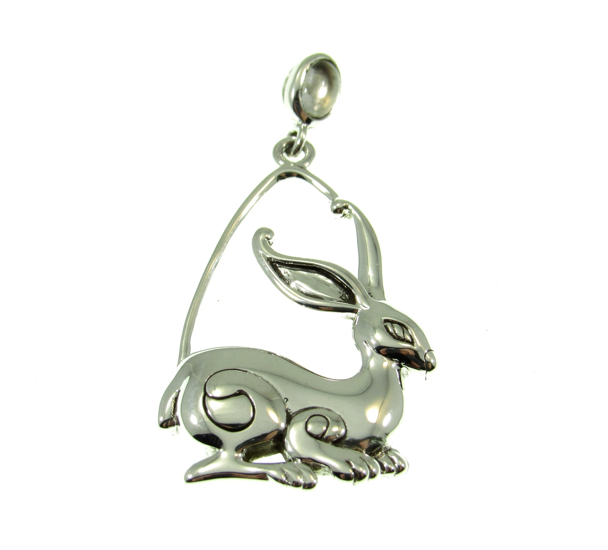 Solid 925 Sterling Silver Ostara Rabbit Goddess Pendant, Pagan Sacred Hare Spring Equinox Jewelry