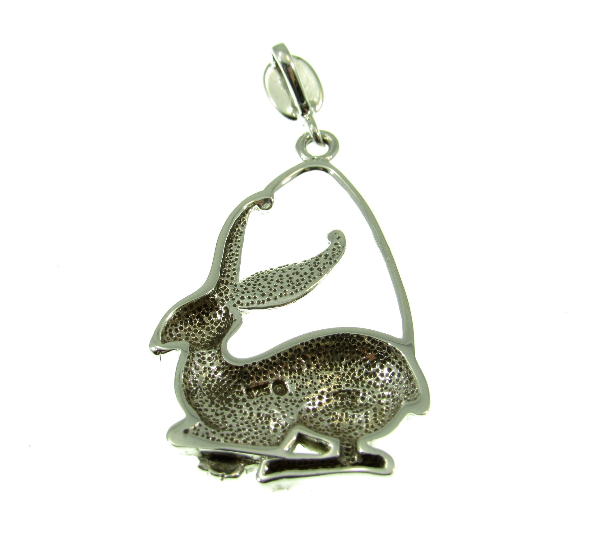The solid silver rabbit ostara pendant is quality stamped 925 on the reverse and weighs 6.1 grams