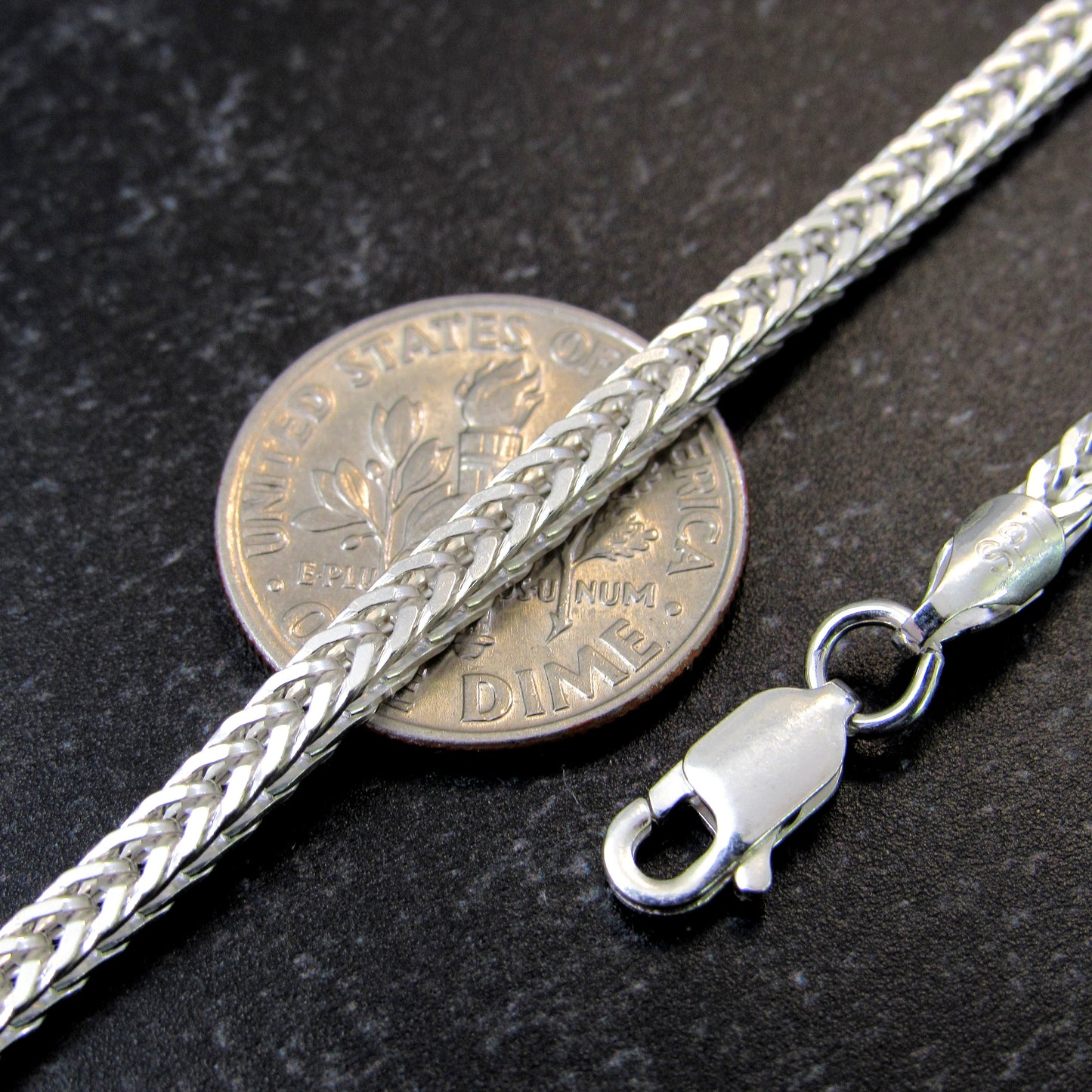 Solid 925 Sterling Silver Italian Foxtail Chain, Unisex Braided Necklace, Made in Italy, Men's & Women's Rustic Jewelry
