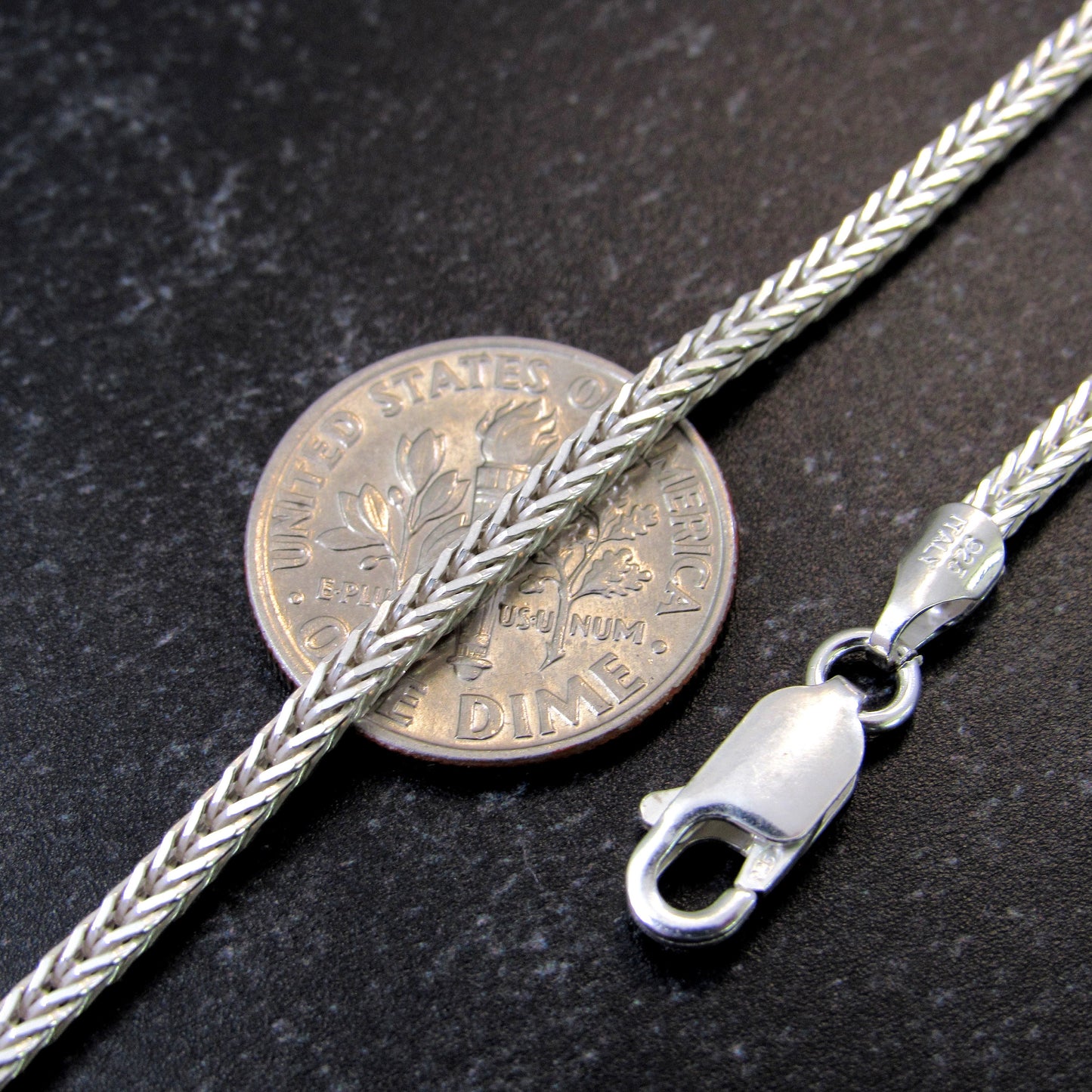 Solid 925 Sterling Silver Italian Foxtail Chain, Unisex Braided Necklace, Made in Italy, Men's & Women's Rustic Jewelry