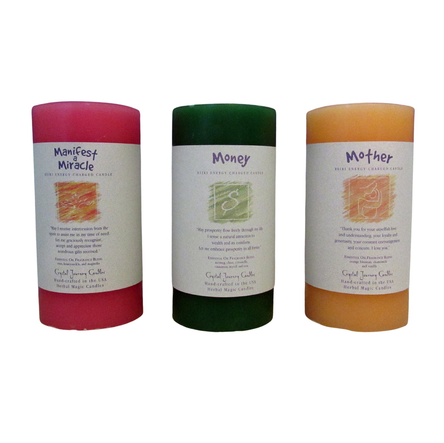 Reiki Charged 3x6 Herbal Magic Intention Candles, Scented Manifestation Candle, Thick Pillar Candle, Natural Altar Ritual Candle 21 Scents