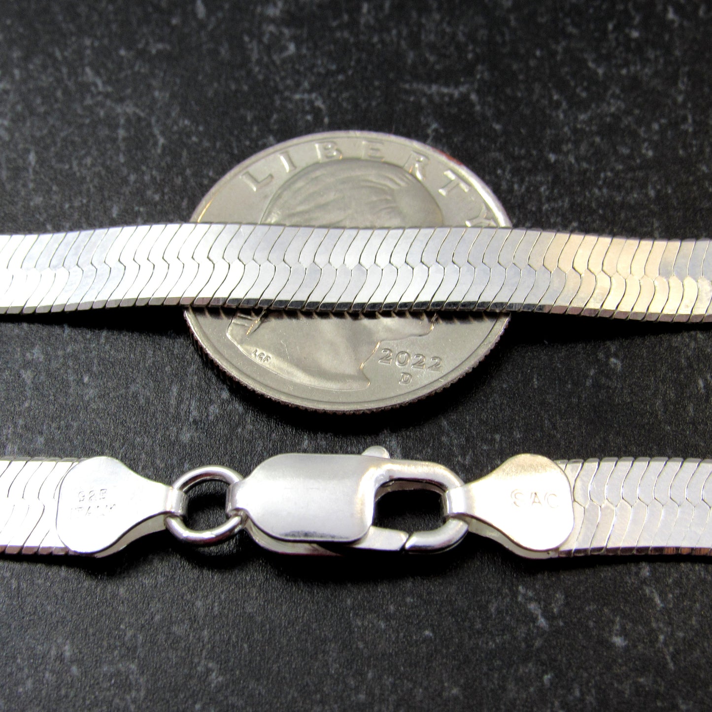 Solid 925 Sterling Silver Herringbone Chain Necklace / Bracelet, Unisex Italian Flat Snake Chain, 3.5mm - 11mm, 7 - 30 Inches